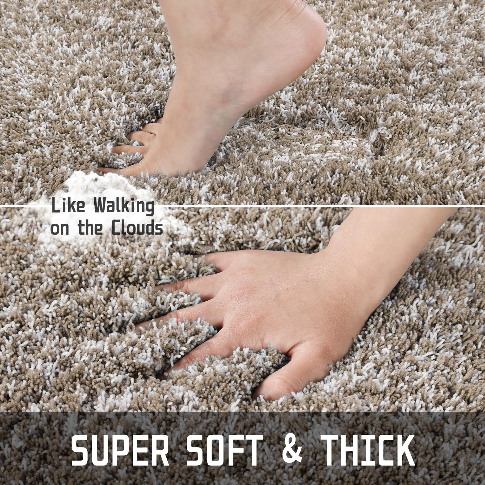 Yimobra Luxury Bathroom Rugs, Fluffy Bath Mats, Non Slip, Water Absorbent Microfiber, Machine Washable, Shaggy Plush Soft Shower
