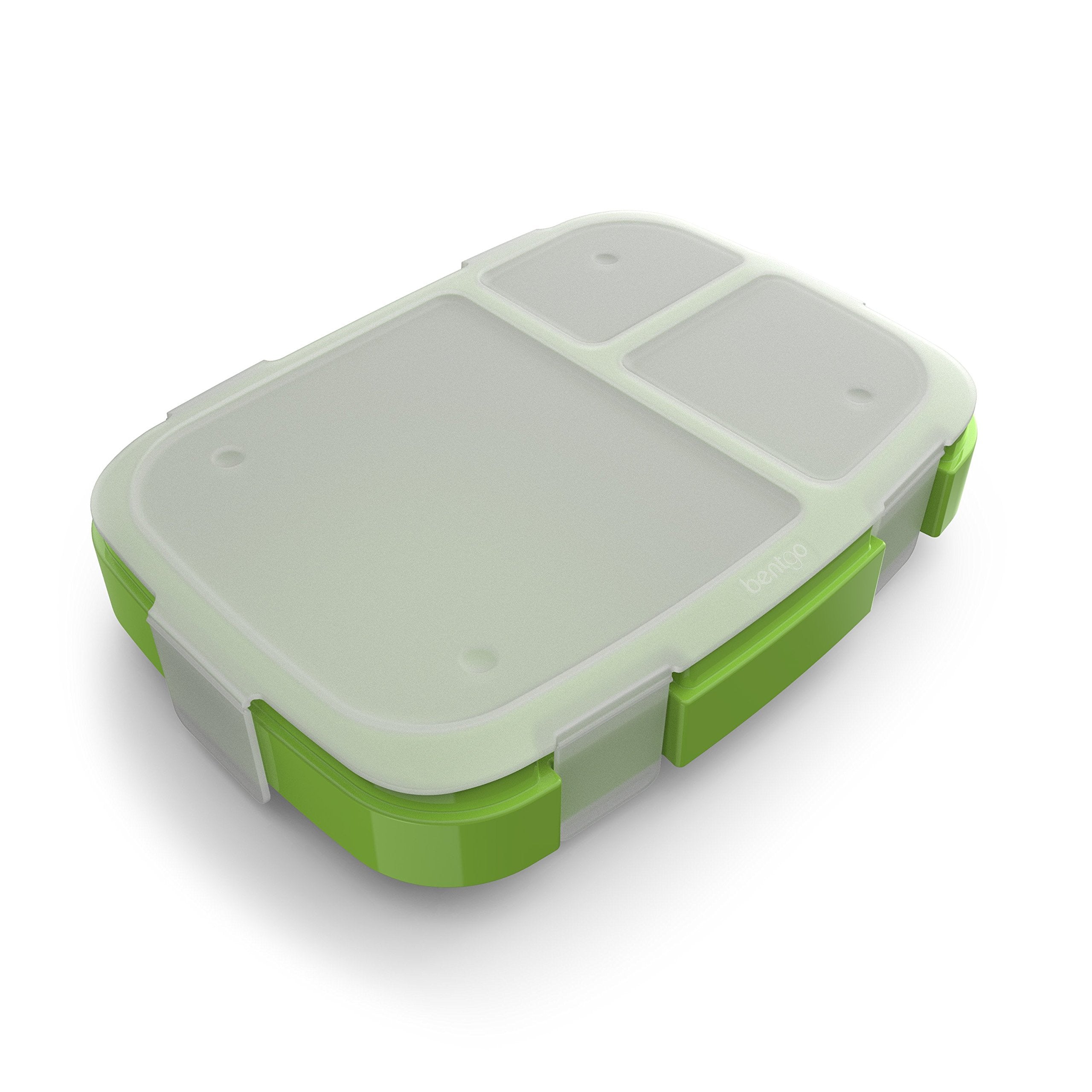 Bentgo Fresh Tray (Green) with Transparent Cover - Reusable, BPA-Free, 4-Compartment Meal Prep Container with Built-In Portion C