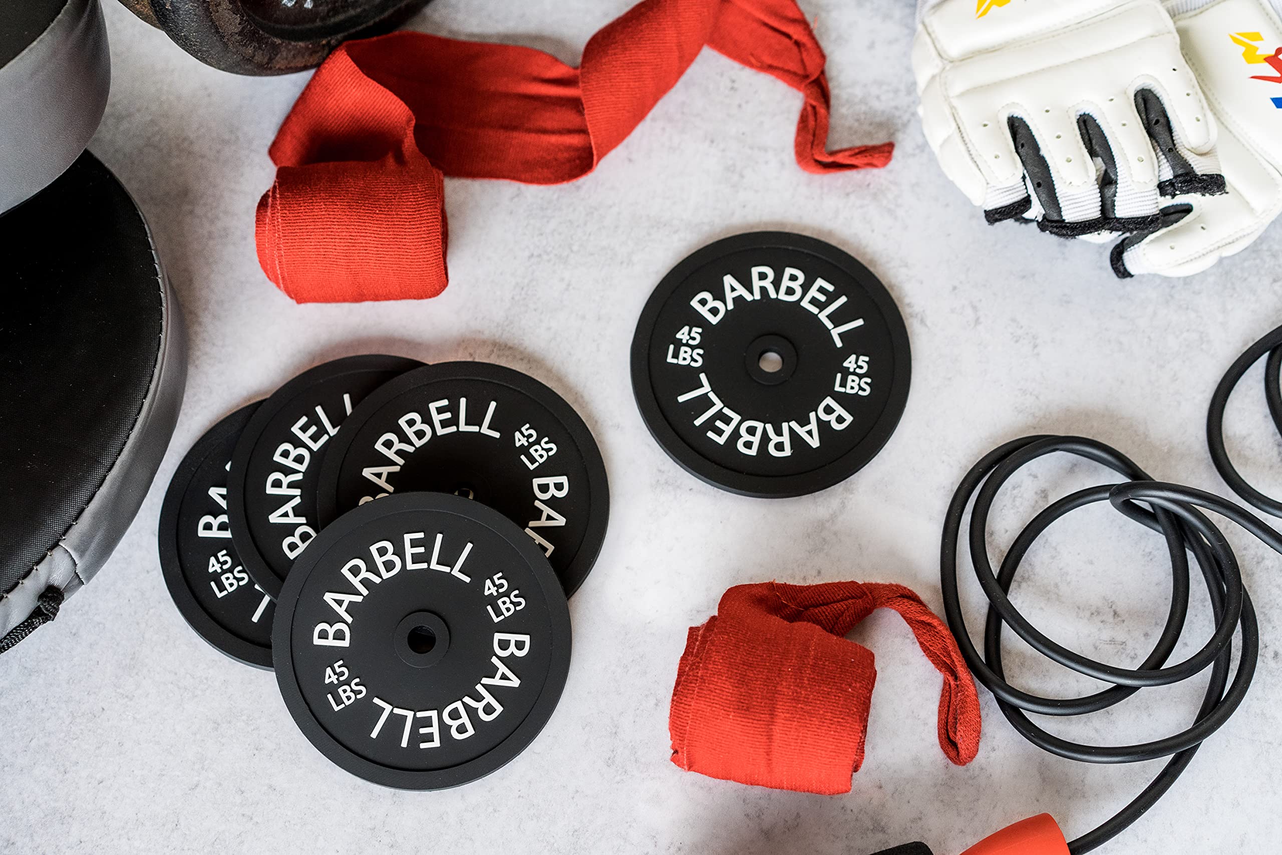 6 Set Barbell Bumper Plate Drink Coasters, Round Black Silicone Coasters, Coasters For Coffee Table, Coasters For Drinks, Absorb