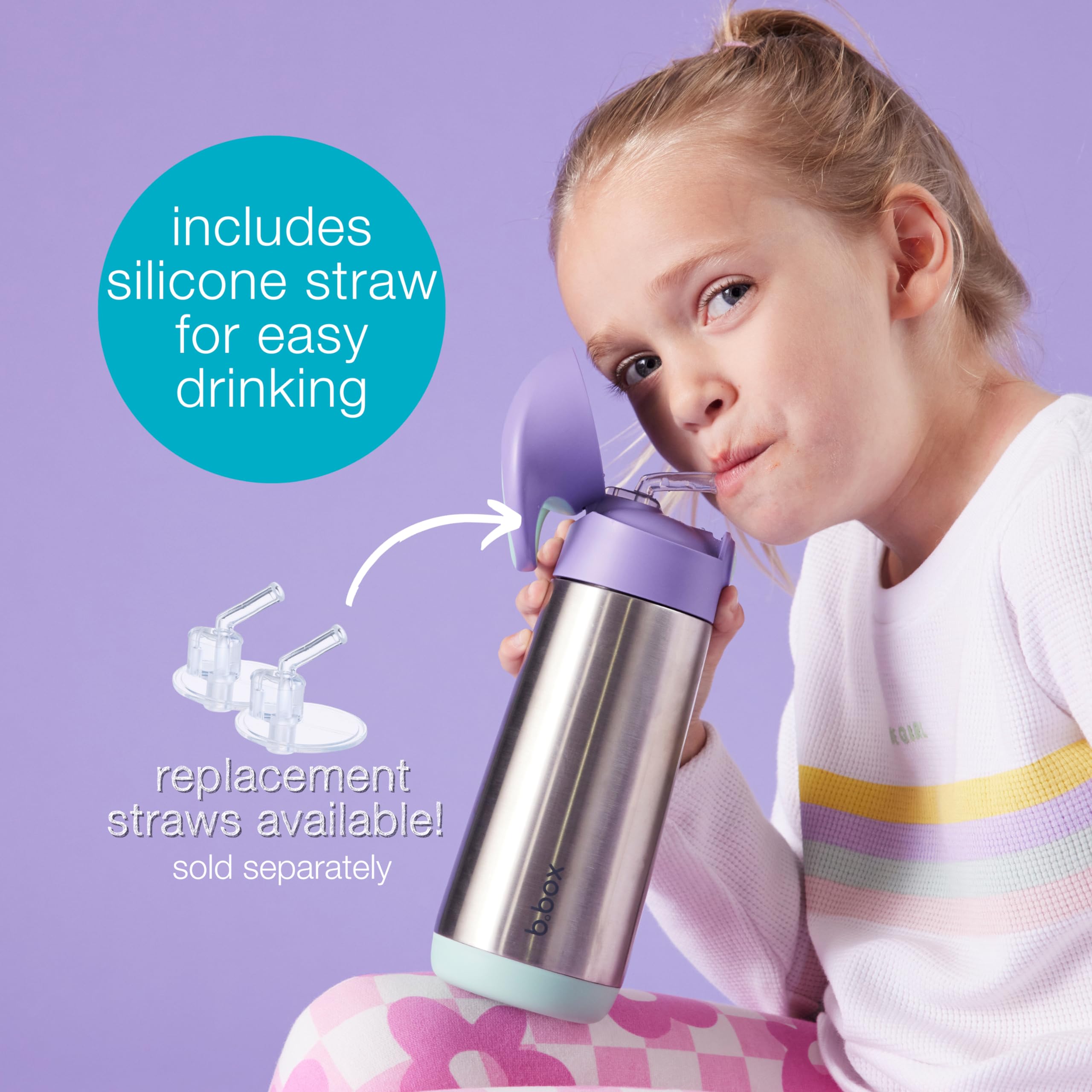 B.Box 16.9 Oz Insulated Water Bottle: Keeps Drinks Cold Up To 15 Hours, Warm Up To 8 Hours. Triple Wall Stainless Steel Kids Wat