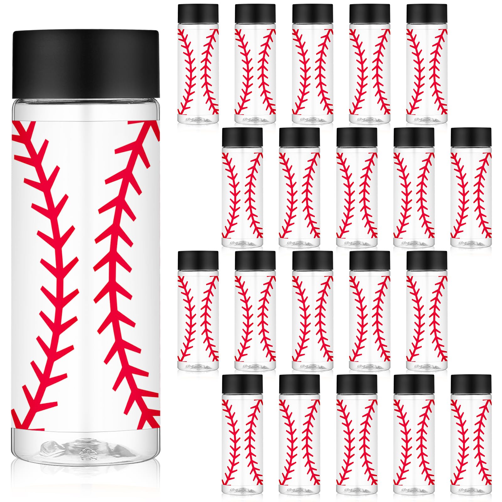 Skylety 24 Pcs Baseball Party Favor Sport Water Bottle with Lid