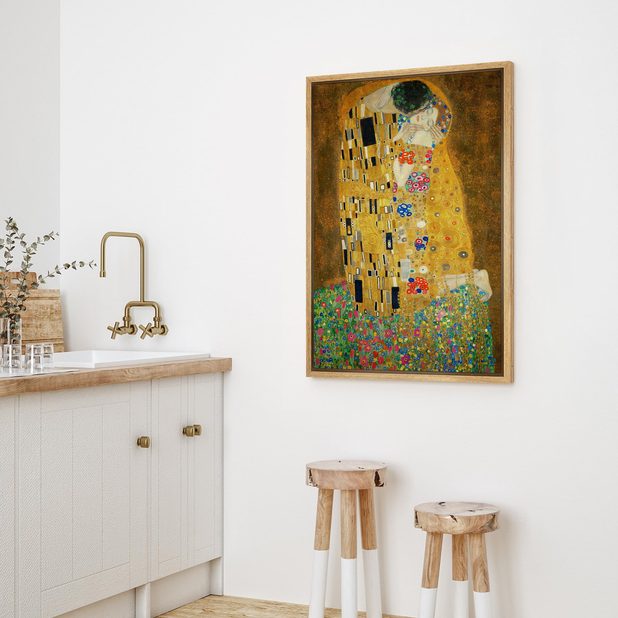 Wall26 Framed Canvas Print Wall Art The Kiss By Gustav Klimt People Historic Illustrations Fine Art Traditional Scenic Colorful