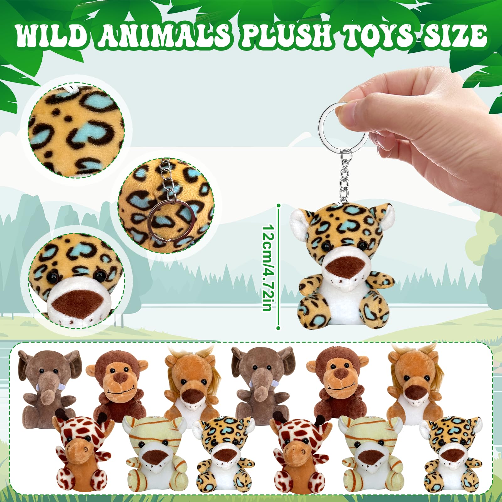 38 Pcs Safari Jungle Party Favors Include 12 Foldable Paper Boxes 12 Forest Mini Stuffed Animals 12 Adoption Cards 1 Adoption Si