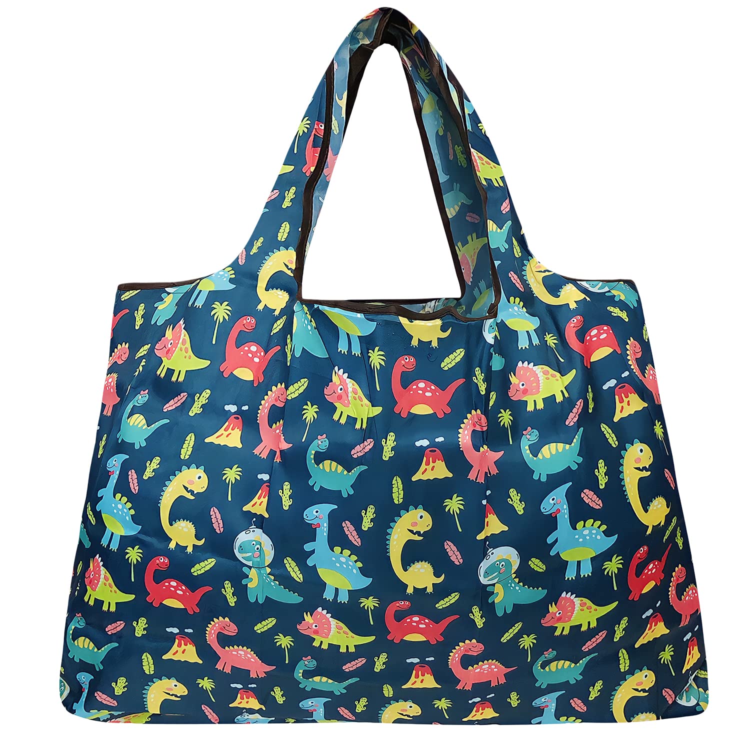 Allydrew Large Foldable Tote Nylon Reusable Grocery Bag, Dinosaurs