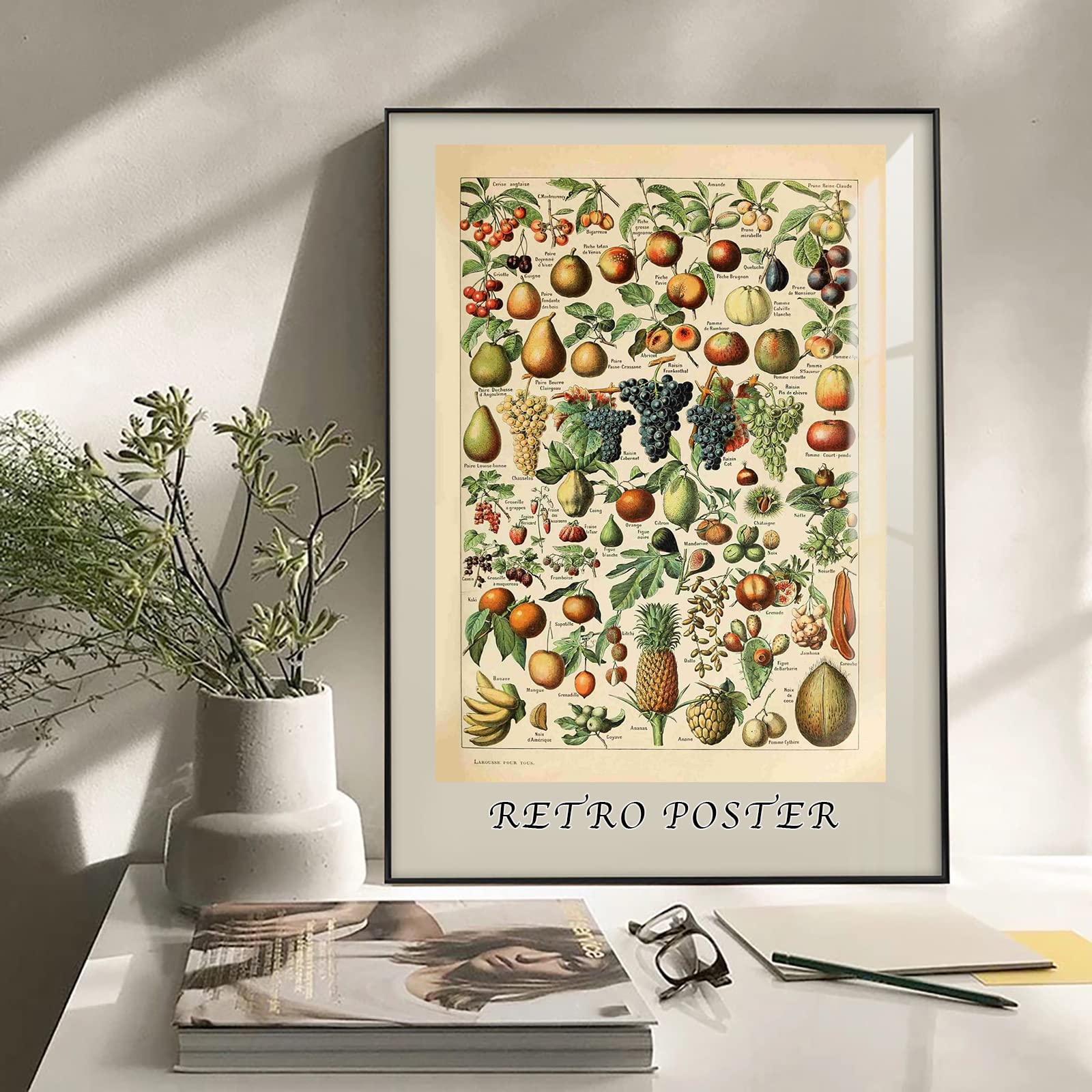 Ovfovy Unframed Paper Vintage Fuits Poster, Unframed Wall Art Print