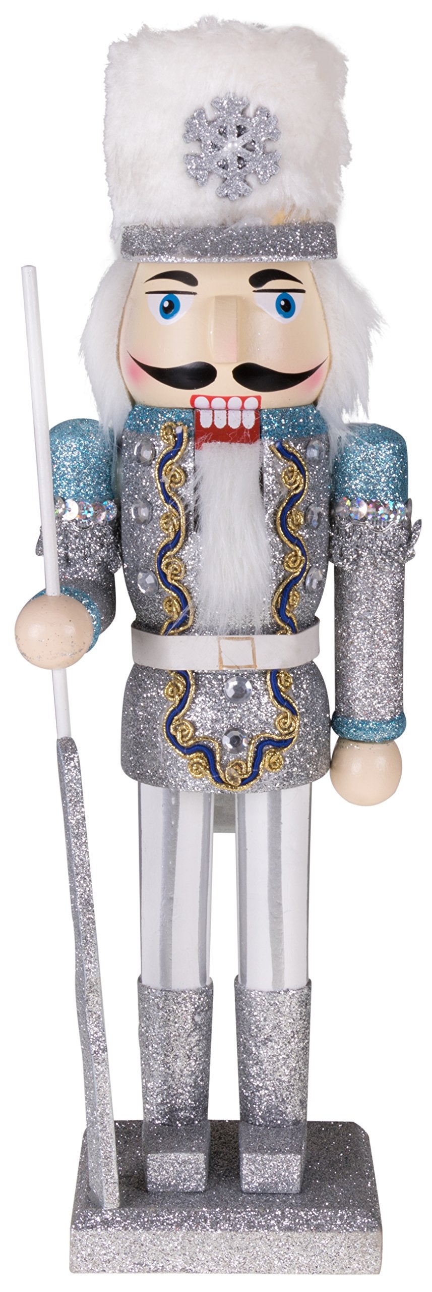 Clever Creations Snow King 14 Inch Traditional Wooden Nutcracker, Festive Christmas D  cor for Shelves and Tables