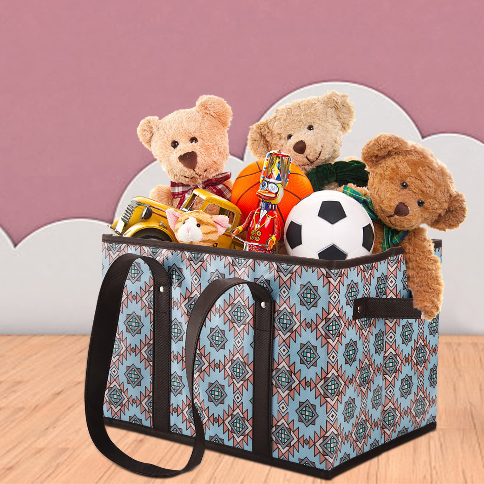 Foraineam Reusable Grocery Bags Set Durable Heavy Duty Tote Bag Collapsible Grocery Shopping Box Bag With Reinforced Bottom, Pac