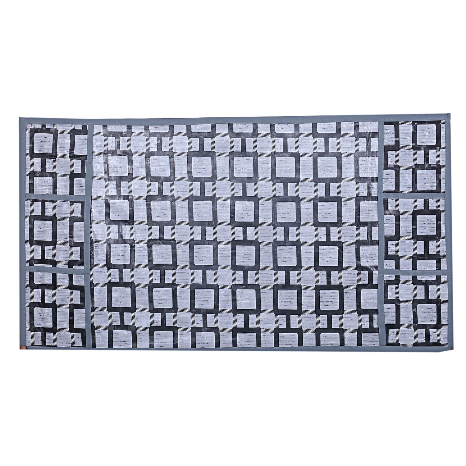 Kuber Industries Checkered Pvc Fridge Top Cover - Grey