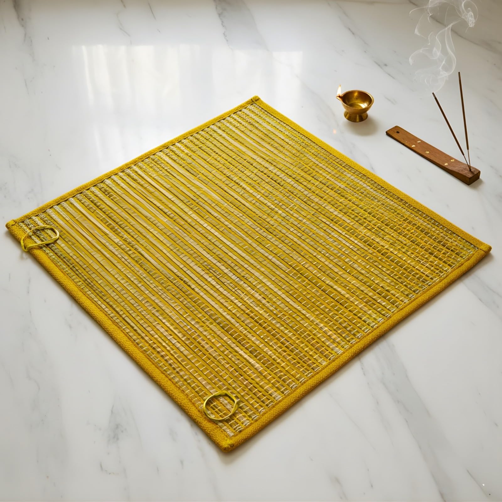 Maagaia Shudh Kusha Korai Aasan | Handmade Eco Friendly Prayer & Meditation Mat | Natural Darbha Grass Pooja Sitting Aasan For M