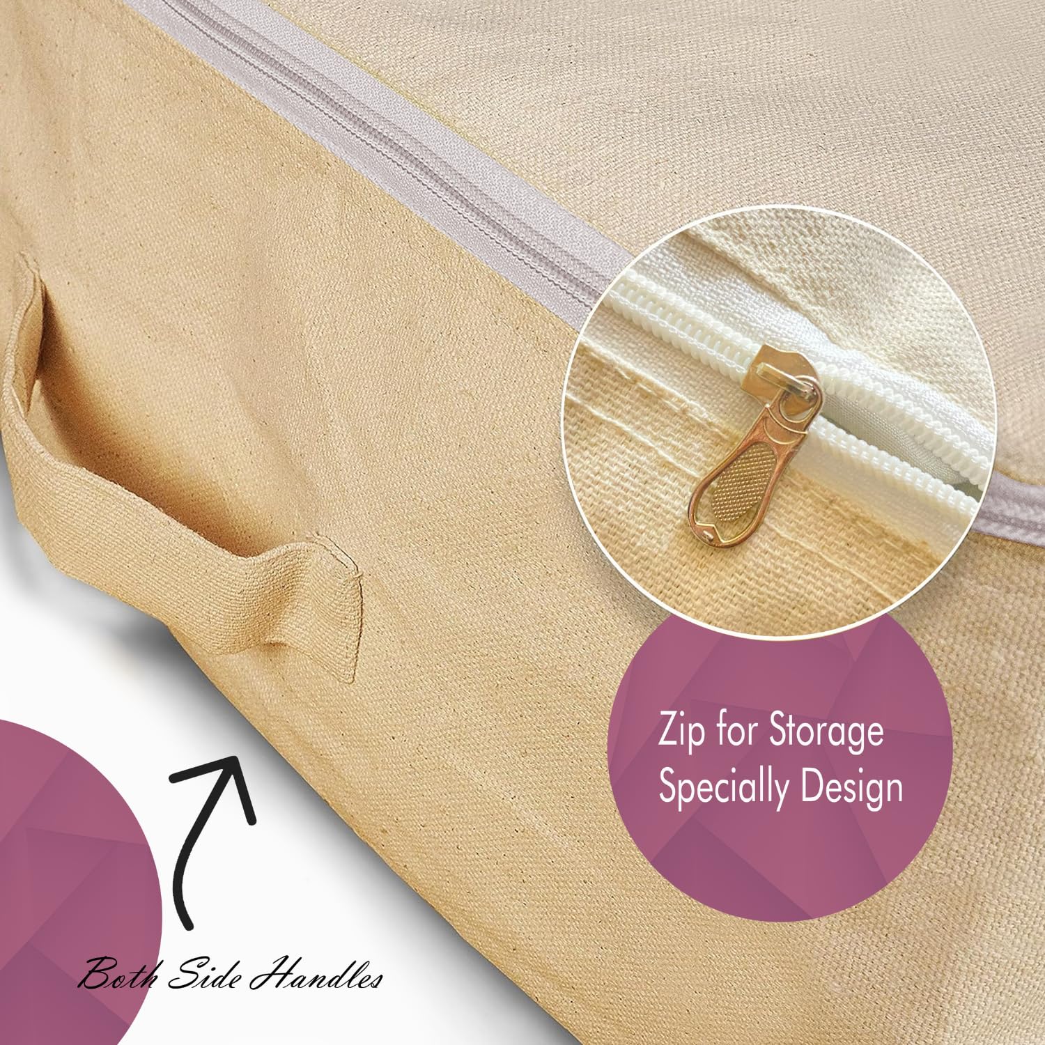 HOLLIO Cotton Canvas Clothes Storage Bags Saree Covers For Storage Saree Covers with Zip for Storage Design for Woman Dresses, S