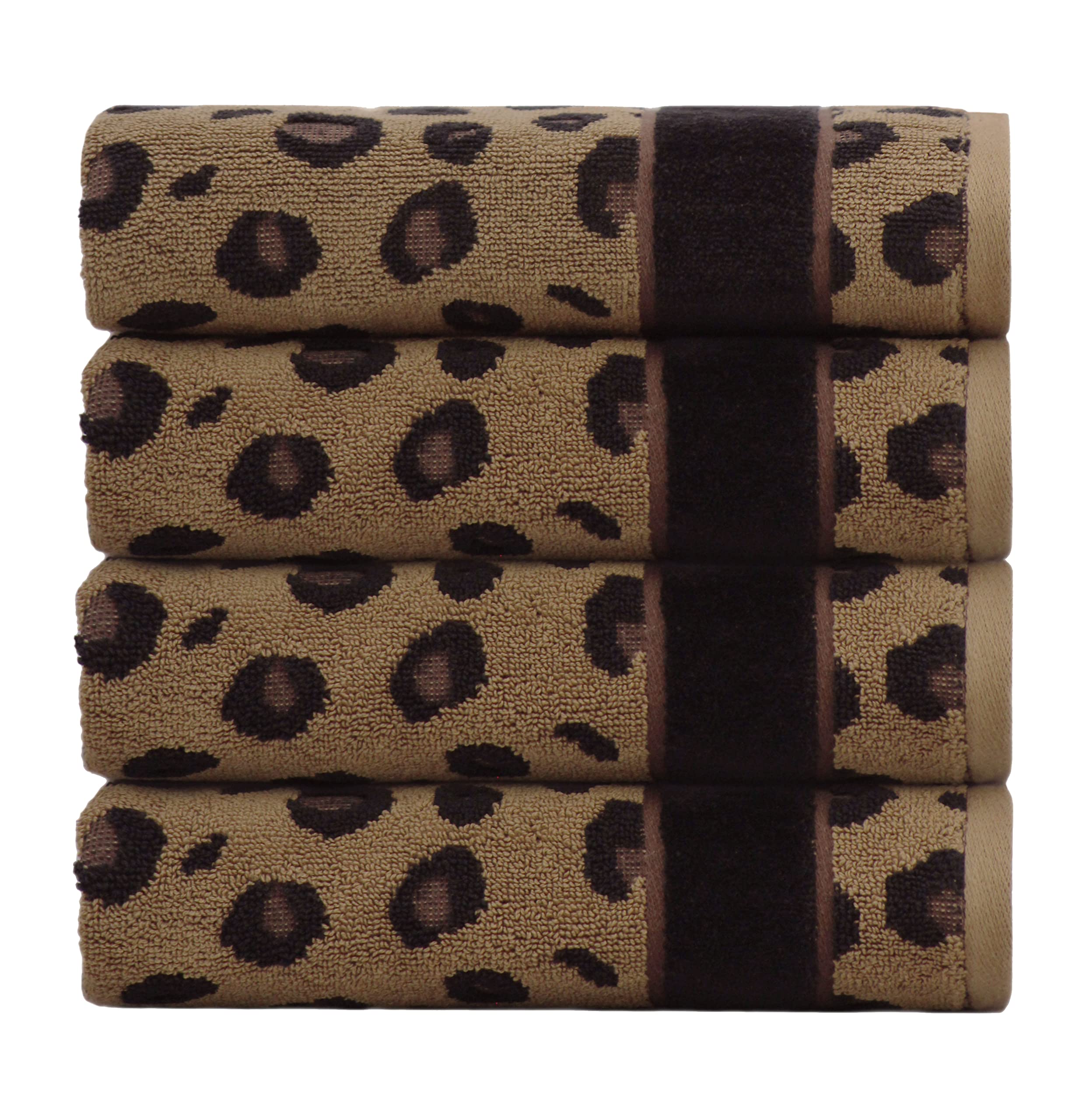 Cotton Craft Hand Towels - Set Of 4 Animal Print Cheetah Leopard Africa Safari Decorative Hand Towel - 100% Cotton Jacquard Luxu