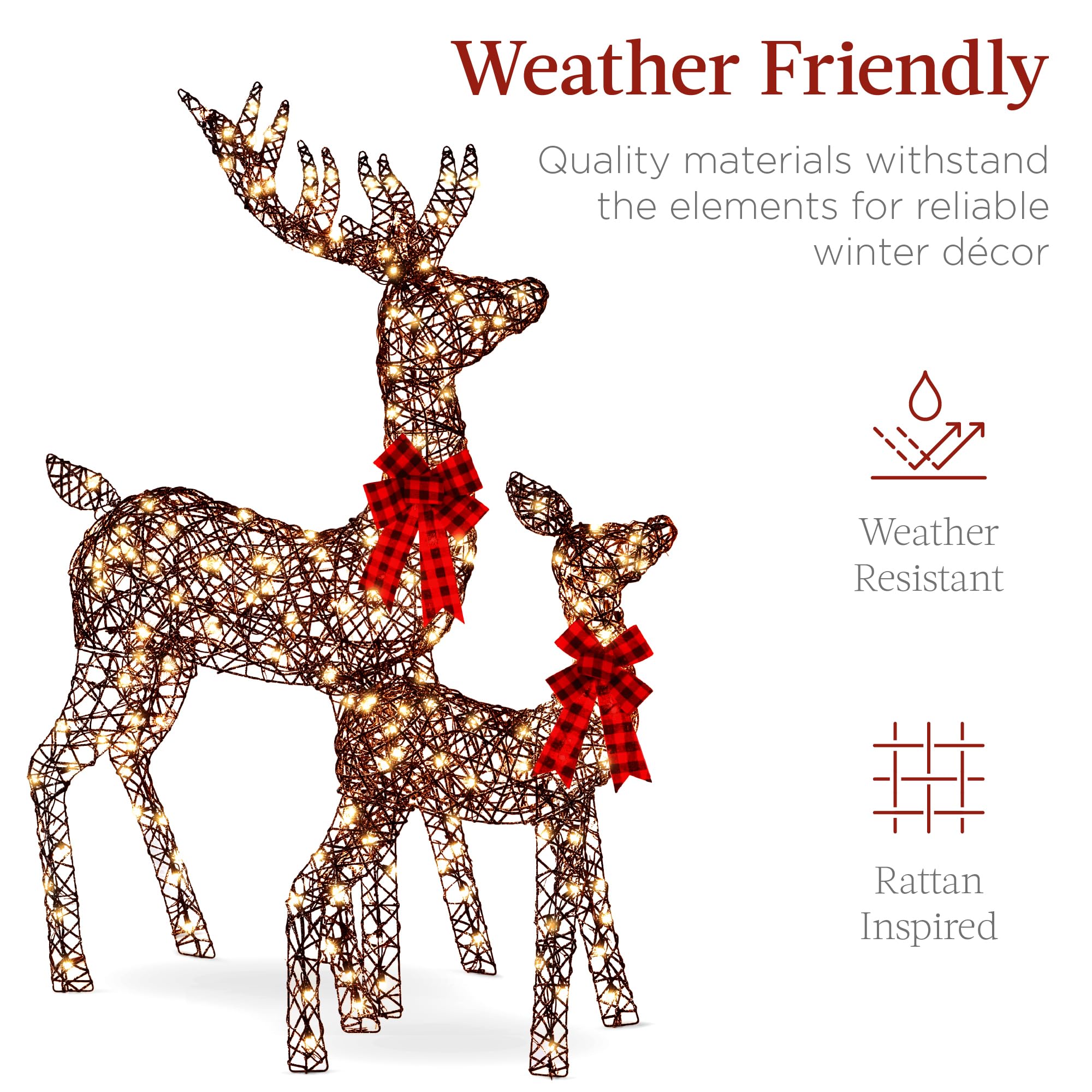 Best Choice Products 6.5ft 3-Piece Large Lighted Christmas Deer Family Set, Outdoor Yard Decoration with 385 LED Lights, Stakes,