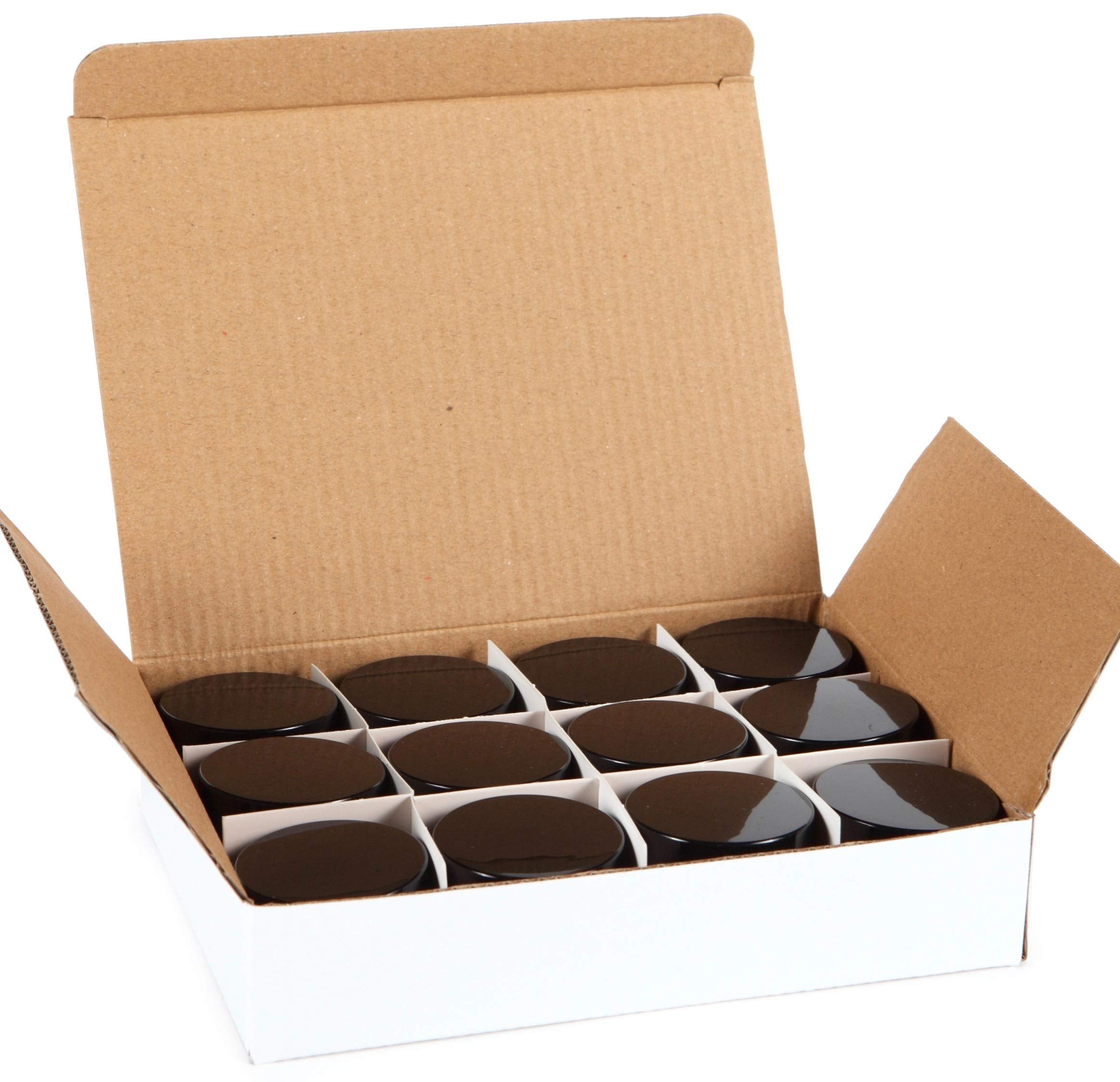 Vivaplex, 12, Cobalt Blue, 15 Ml, Round Glass Jars, With Inner Liners And Black Lids