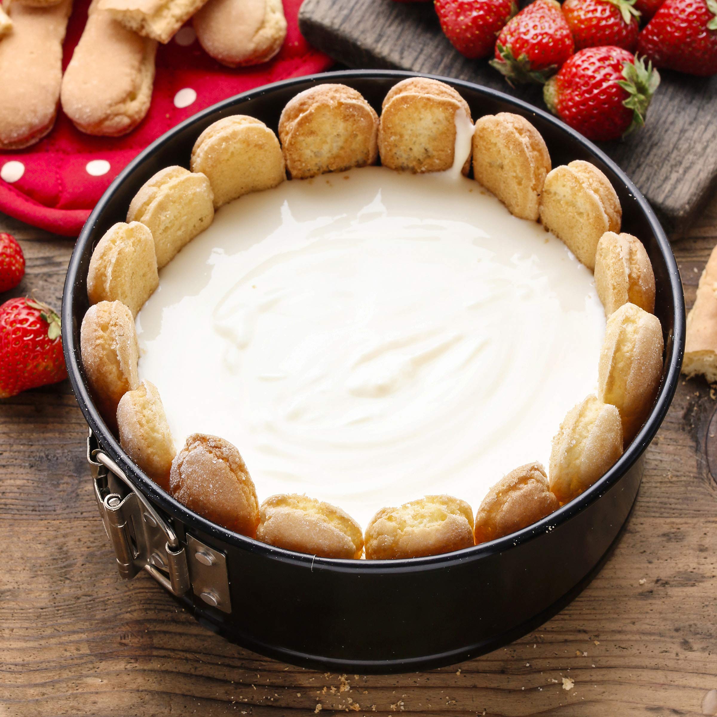 Classic Cuisine Springform Cheesecake Pan - 10" Nonstick Carbon Steel with Lid, White, Anti-Warping Model 82-KIT1101