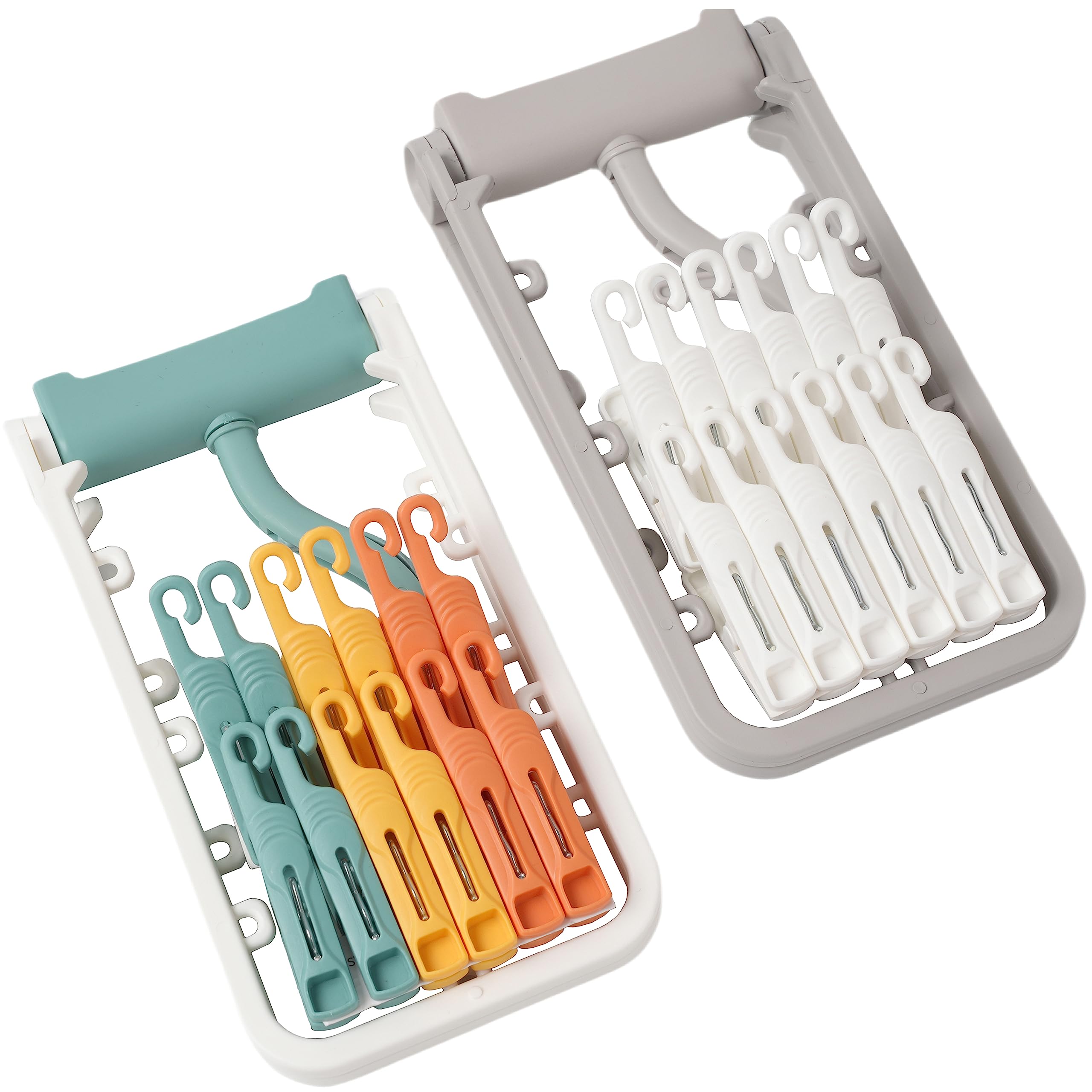Foshine Clothes Drying Racks 2 Pack Grey Colour Small Folding Portable Underwear Hangers With Clips Socks 12 Clips 360 Rotatable