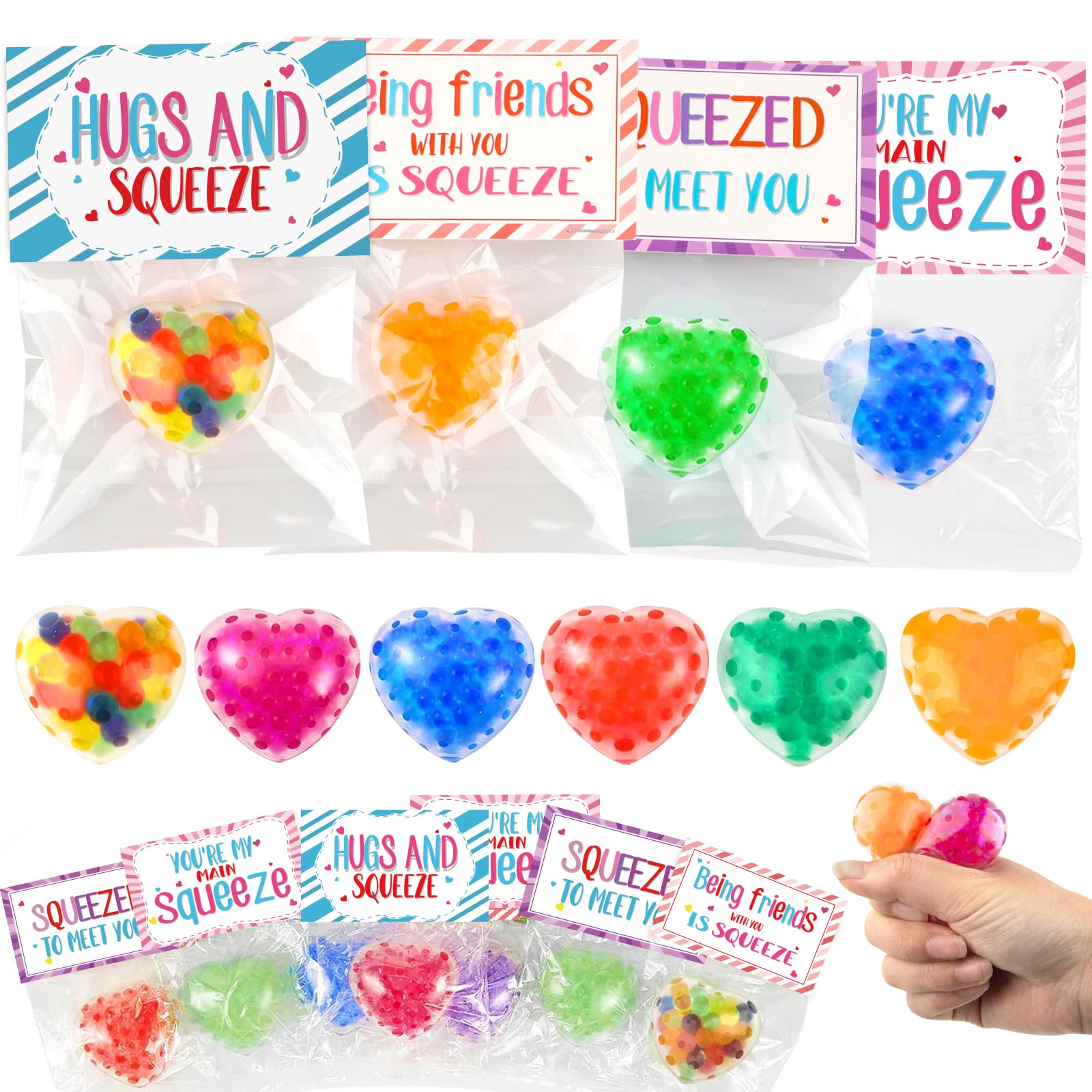 24Pack Valentines Day Cards With Heart Balls Valentines Day Gifts For Kids Valentines Exchange Cards For Boys Girls School Class