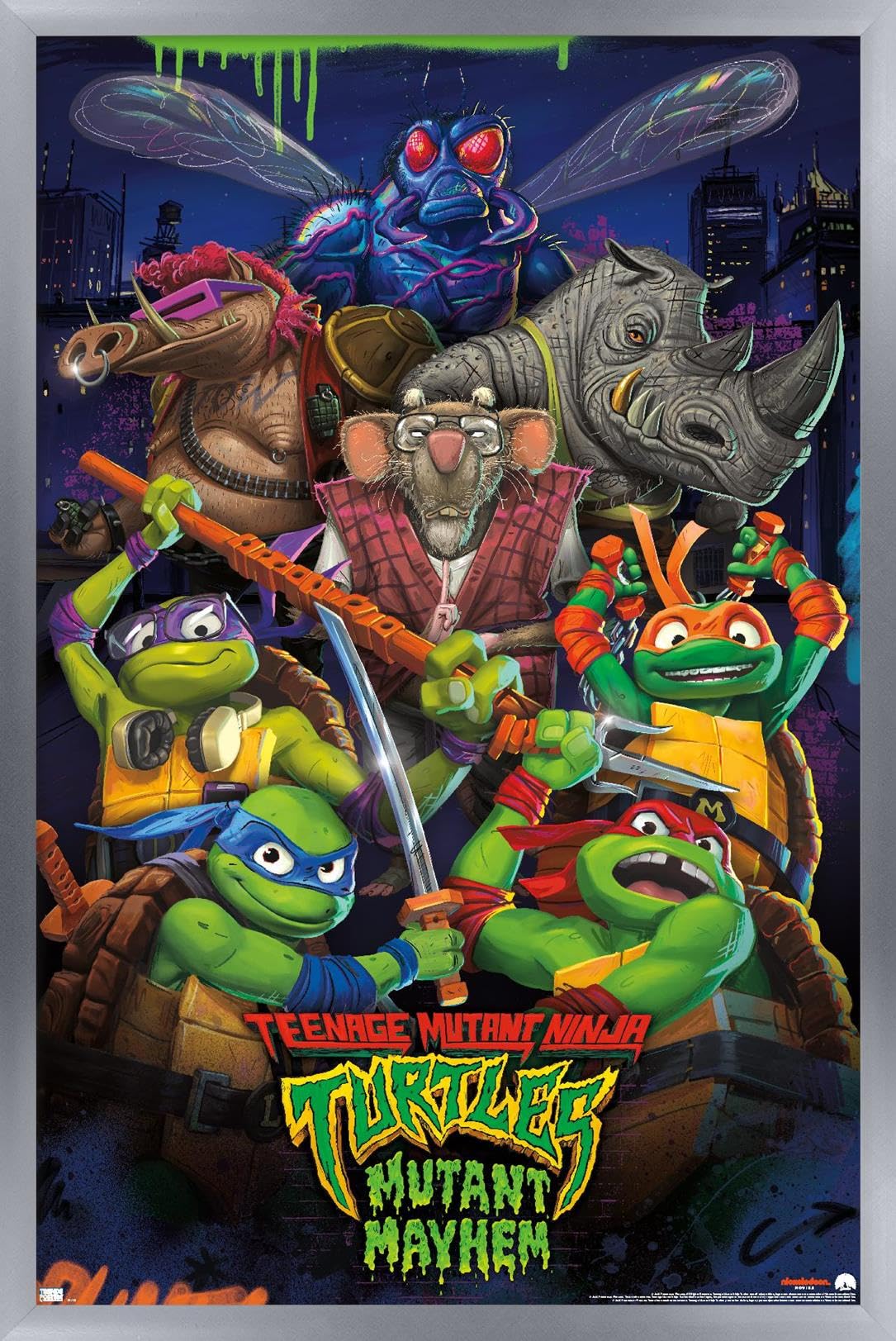 Trends International Teenage Mutant Ninja Turtles: Mutant Mayhem - Group Wall Poster, 14.72'' X 22.37'', Silver Framed Version