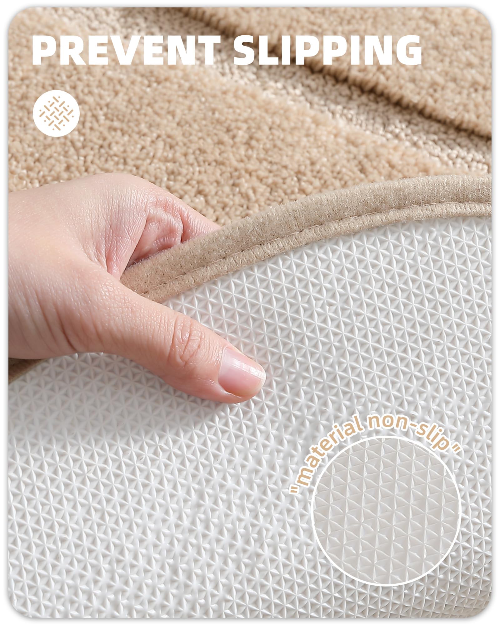 Color&Geometry Khaki Bathroom Rugs, Non Slip, Absorbent, Soft, Washable, Thick Bath Mat, 16''X24'' Small Bath Rug Bath Mats For