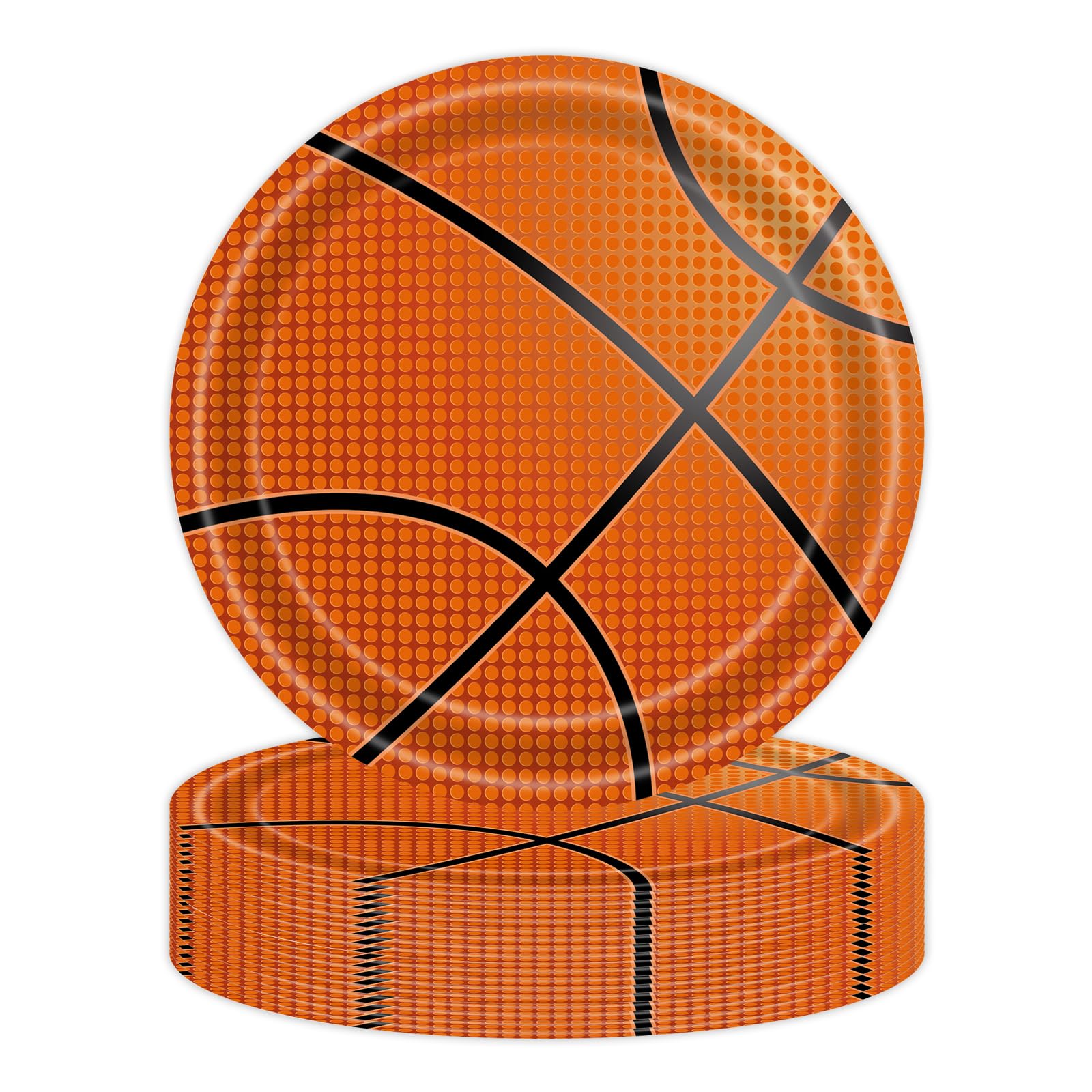 KFJBPB 50PCS Basketball Party Paper Plates 7 Inch, Disposable Basketball Birthday Party Supplies Cake Dessert Plates for Birthda