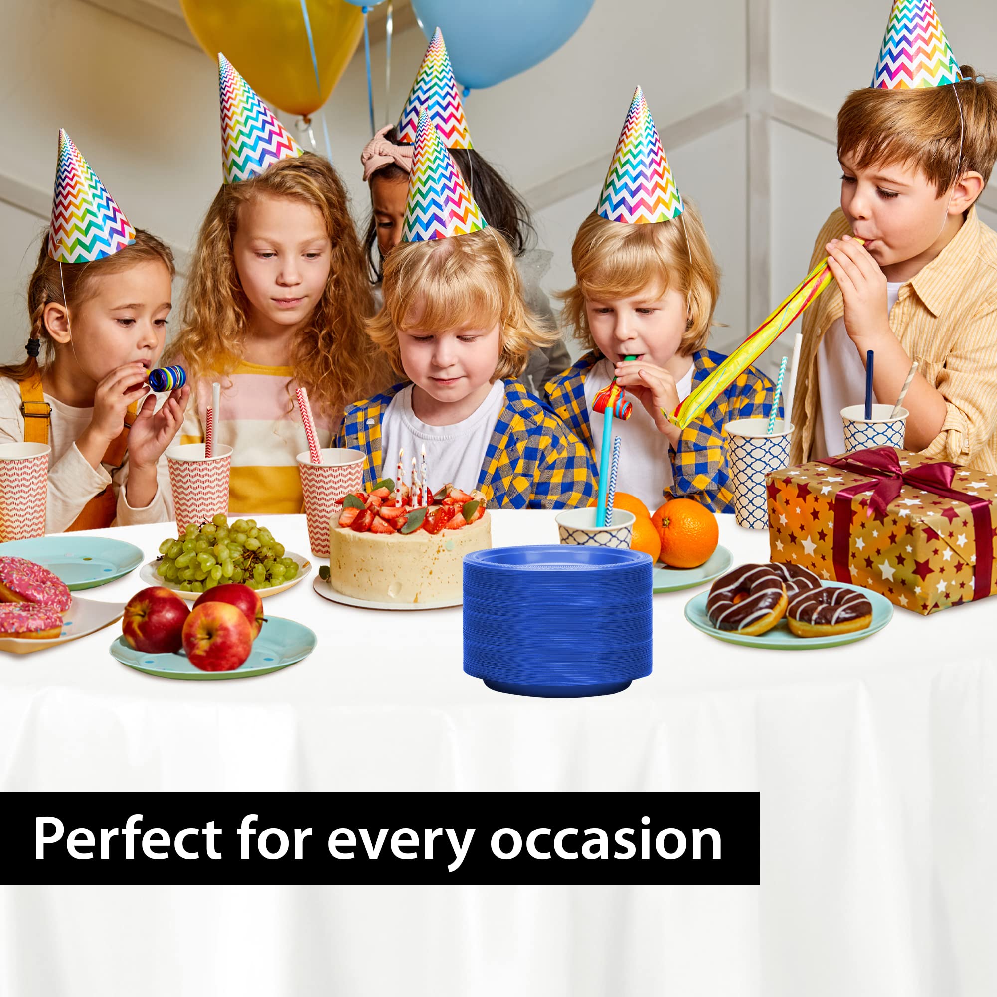 Hanna K. Signature Collection Blue Plastic Plates 9 Inch - 600 count - Plastic Solid Round Party Plates For Weddings  BBQs  Birthday Plates - Disposable Blue Plates - Plastic Dessert Plates