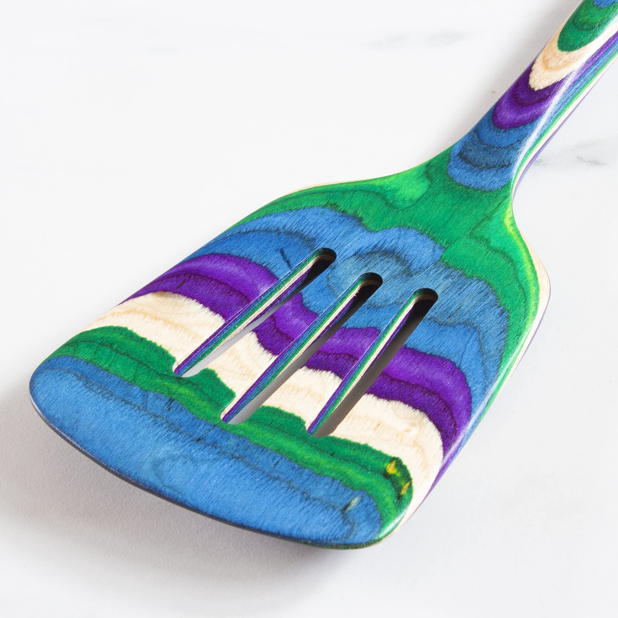 Baltique Mumbai Collection 12-12 Wooden Slotted Spatula, Safe For Nonstick
