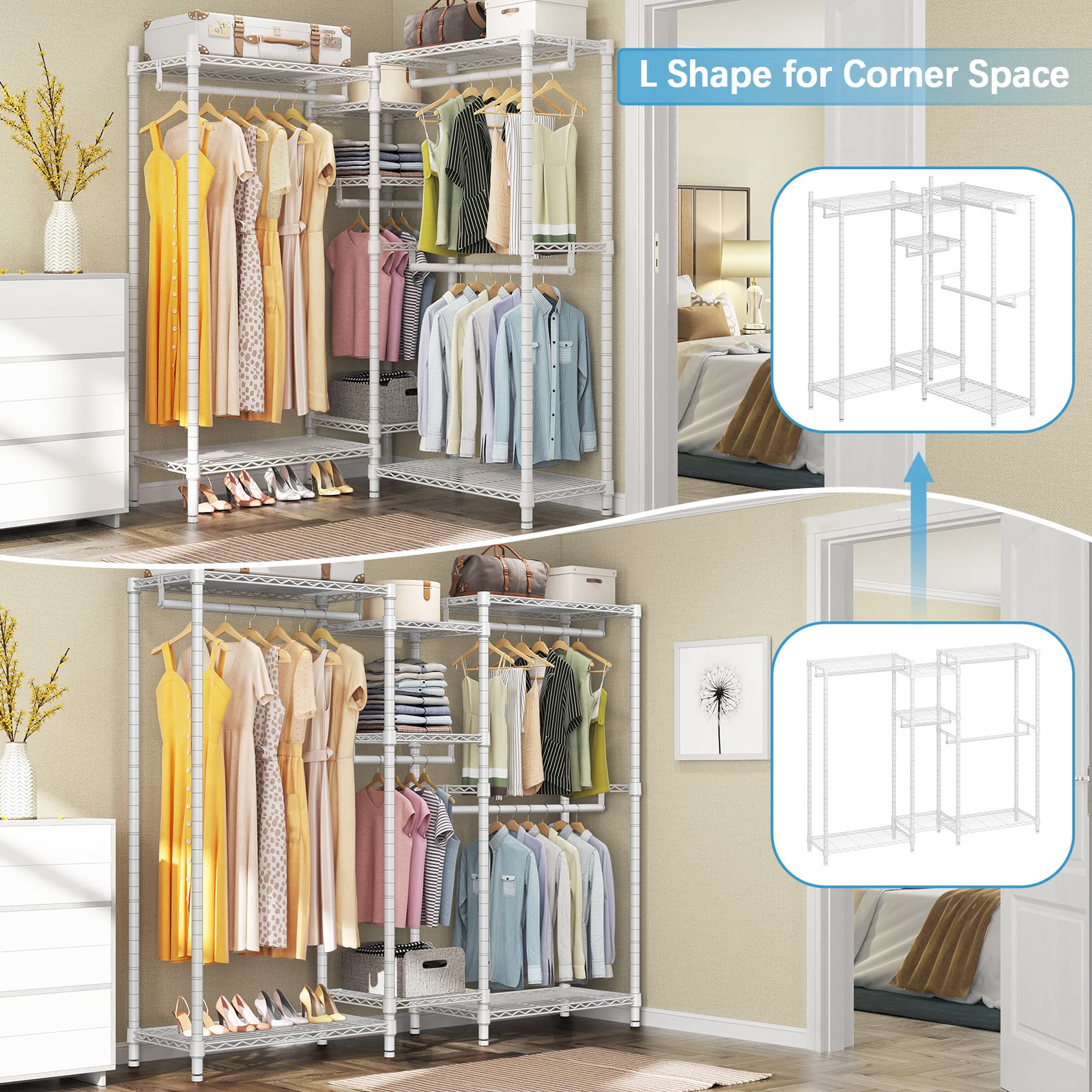 Vipek V6 Wire Garment Rack 5 Tiers Heavy Duty Clothes Rack For Hanging Clothes, Wardrobe Rack Compact Large Metal Clothing Rack