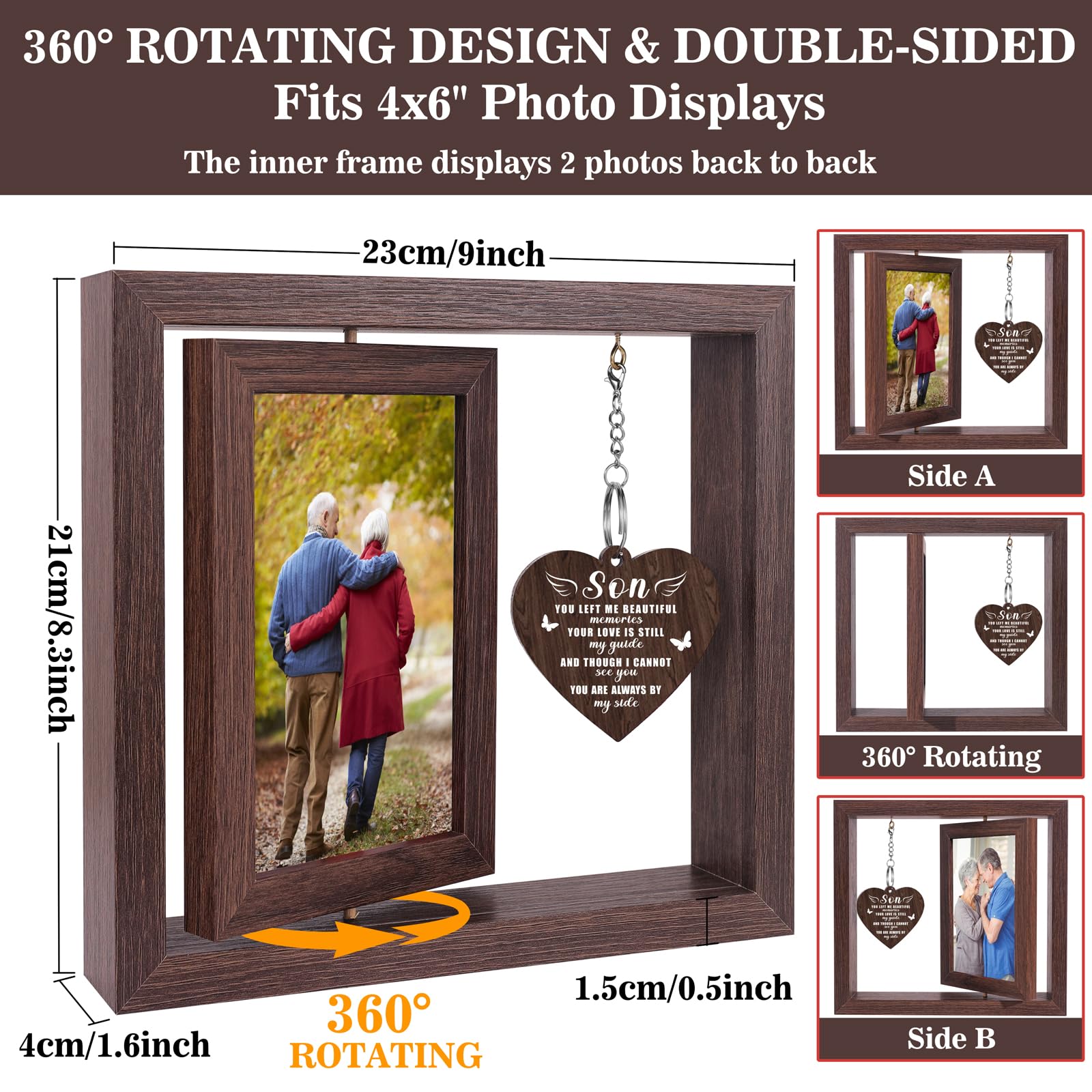 Boiveco Memorial Gifts for Loss of Son, Sympathy Gift for Loss of Son Memorial Picture Frame, In Memory of Son Grief Remembrance