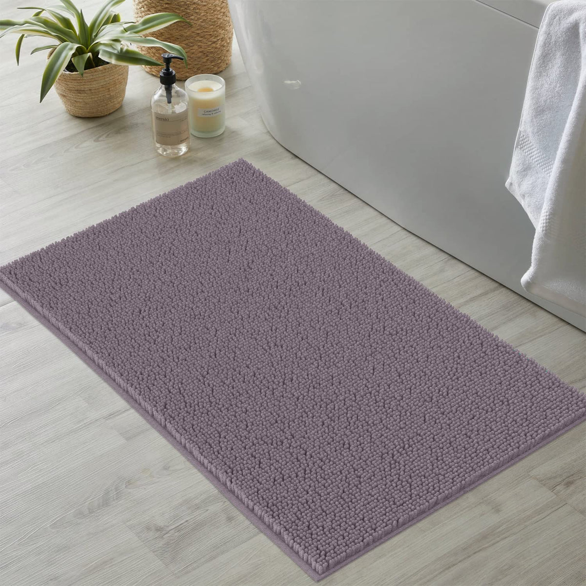 Luxurux Bath Mat-Extra-Soft Plush Bath Shower Bathroom Rug,1 Chenille Microfiber Material, Super Absorbent Shaggy Bath Rug Machi