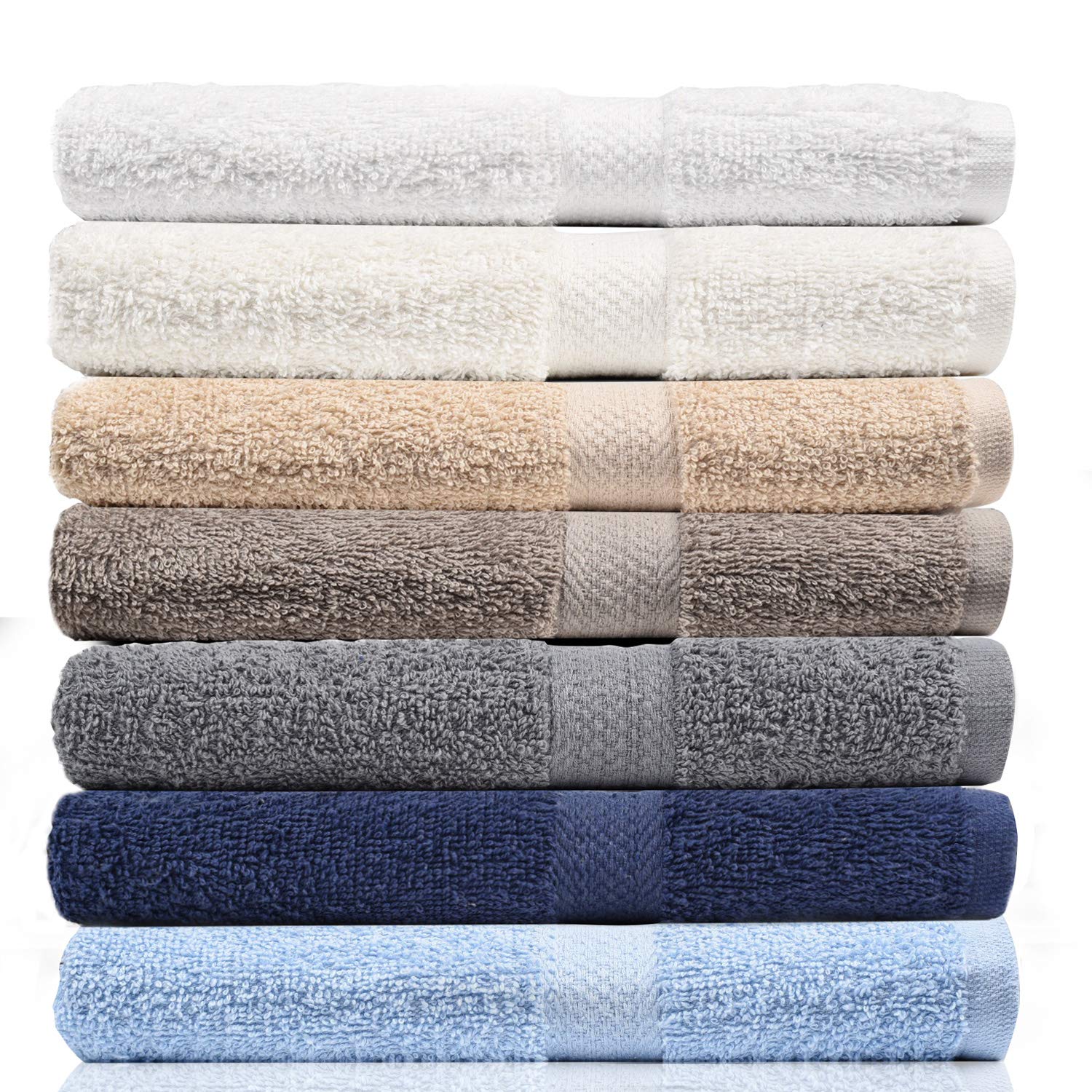 Crystaltowels 7-Pack Bath Towels - Extra-Absorbent - 100% Cotton - 27'' X 52'' (Neutrals)