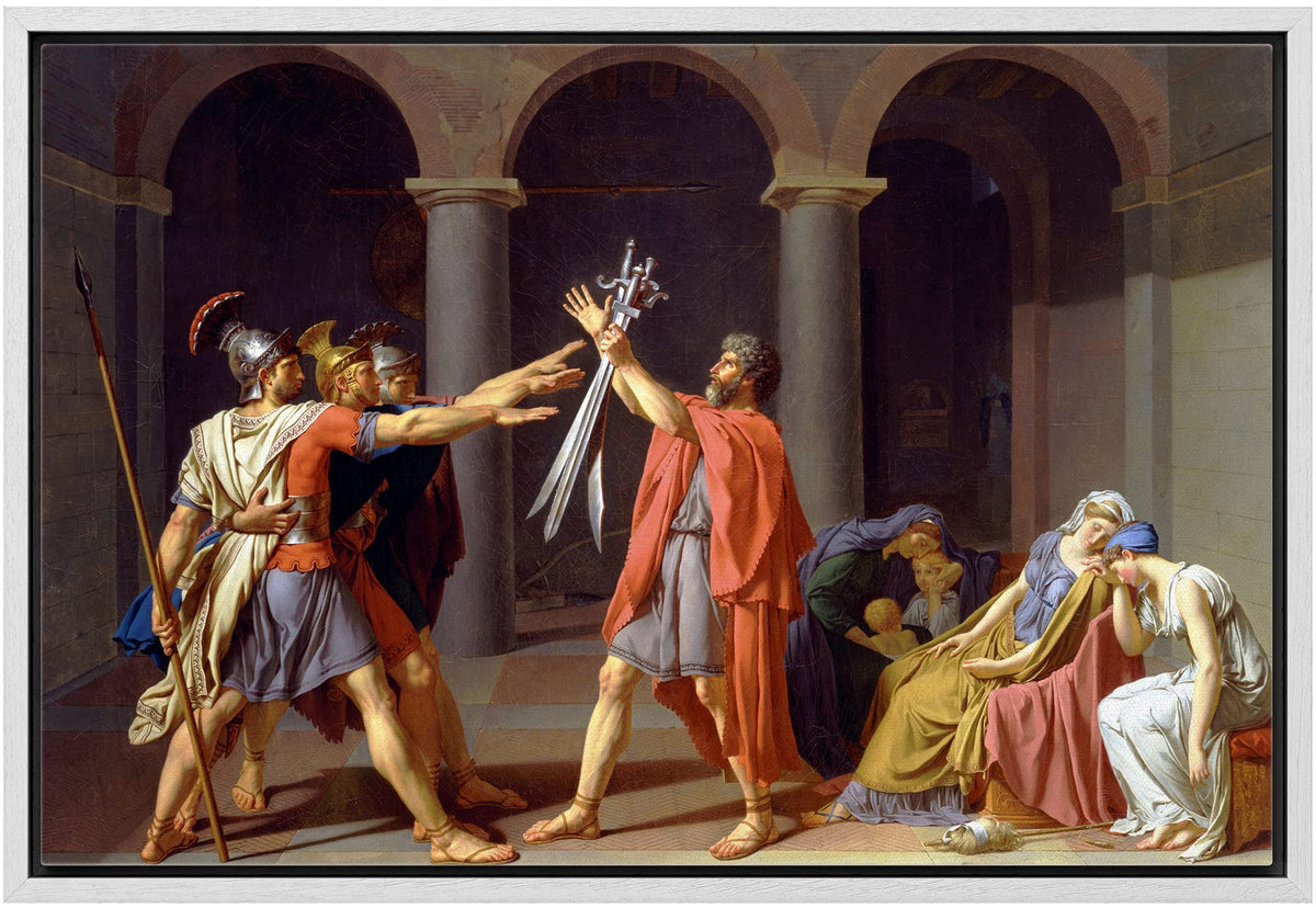 Wall26 Framed Framed Canvas Print Wall Art Oath Of The Horatii By Jacques-Louis David Nature Wilderness Illustrations Fine Art T