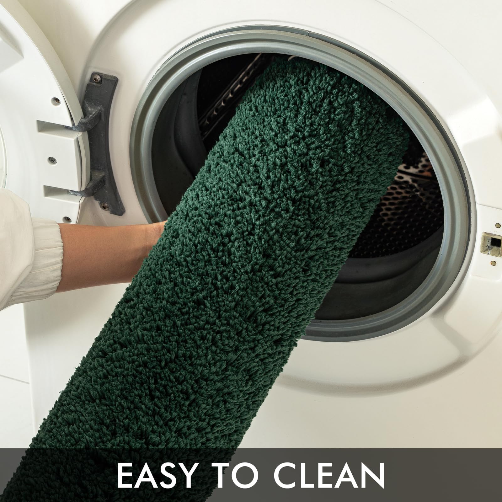 Miulee Christmas Dark Green Bathroom Rugs Non Slip Bath Mat 24'' X 48'' Shaggy Soft Bath Rug Plush Microfiber Absorbent Water Fo