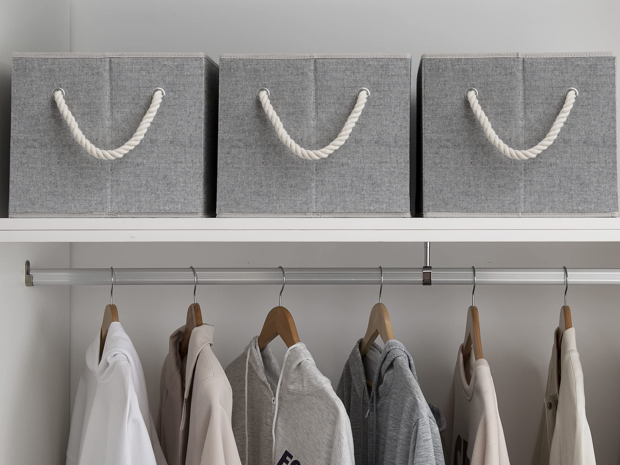 Storageworks 32L Closet Storage Baskets For Shelves, Closet Organizers With Handles, Foldable Closet Baskets For Linen Closet, 3