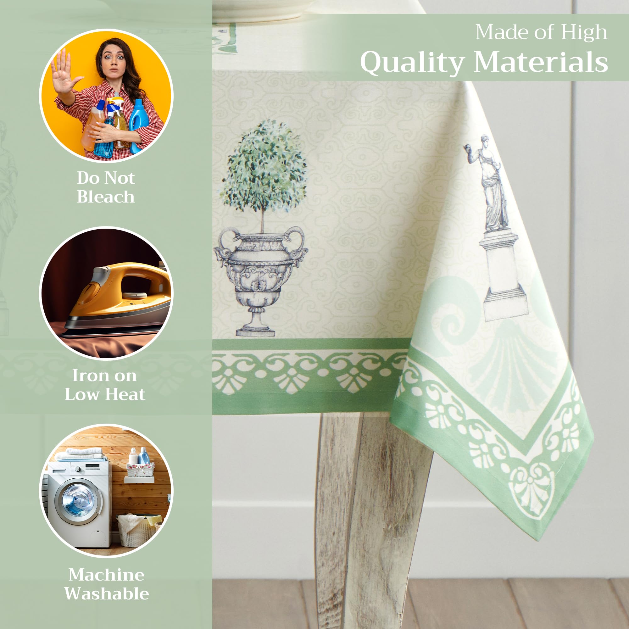 Maison d' Hermine Cotton Tablecloth 54"x72" - Jardin Du Roy, Rectangular, Farmhouse Style for Dining, Parties, Weddings