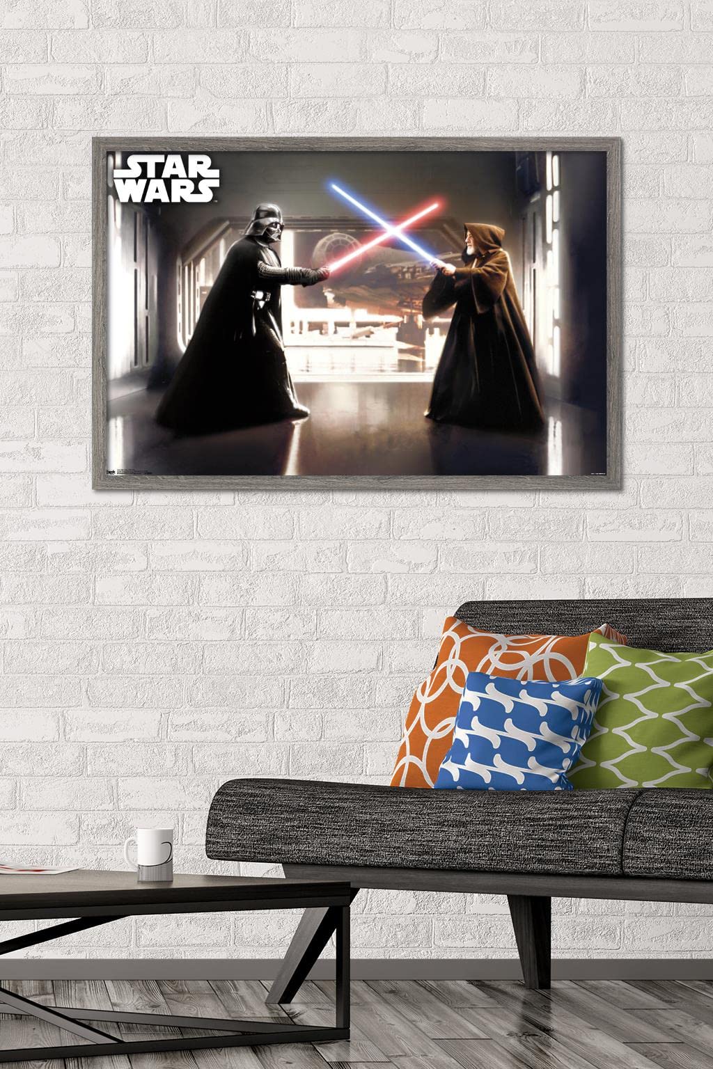 Trends International Star Wars: Saga-First Duel Wall Poster, 22.375 In X 34 In, Barnwood Framed Version