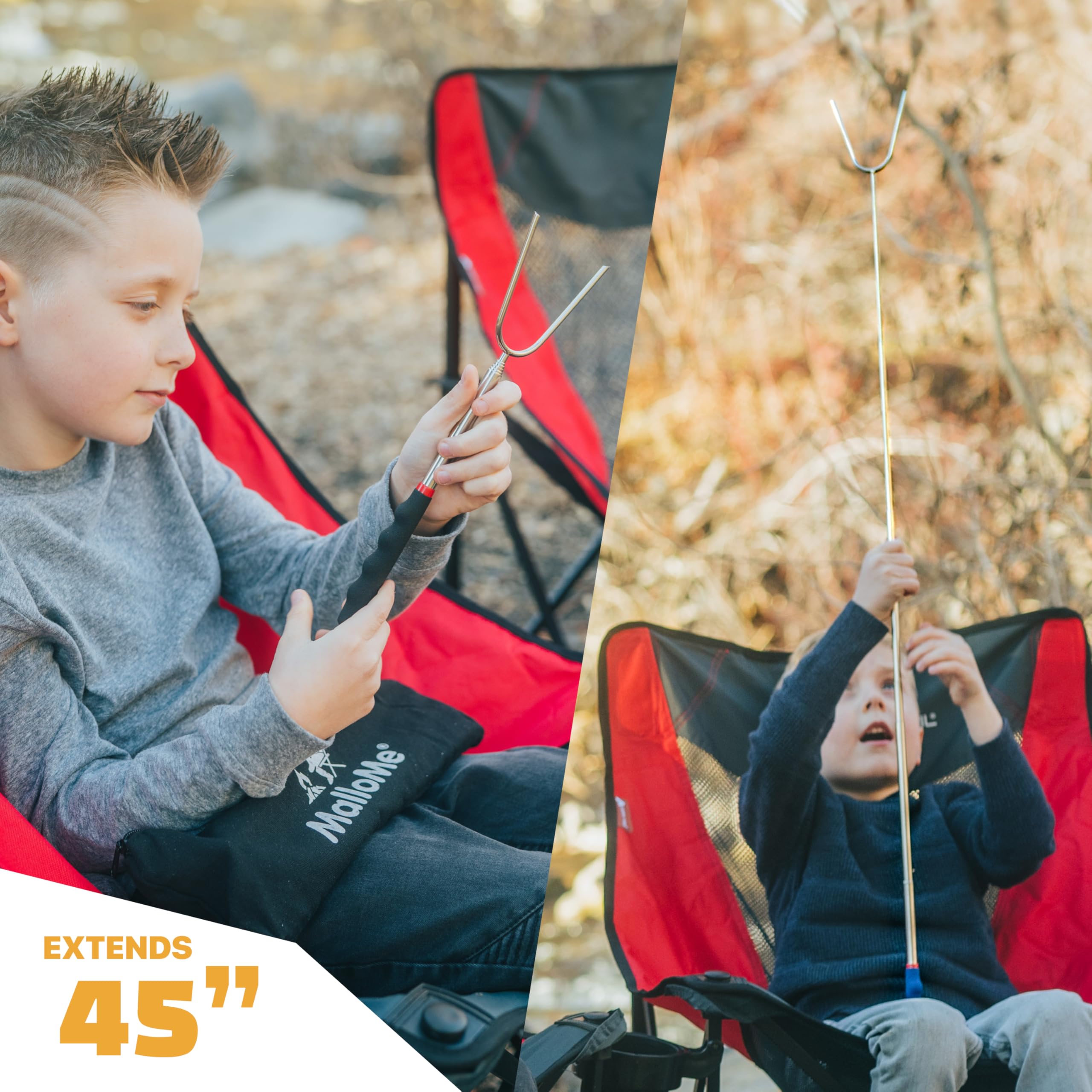 MalloMe Marshmallow Roasting Sticks 45 Inch 20 Pack Smores Kit - Marshmallows Smores Sticks for Fire Pit Long - Camping Campfire Accessories S'mores Gift Set - Smore Hot Dog Roaster Marshmello Skewers