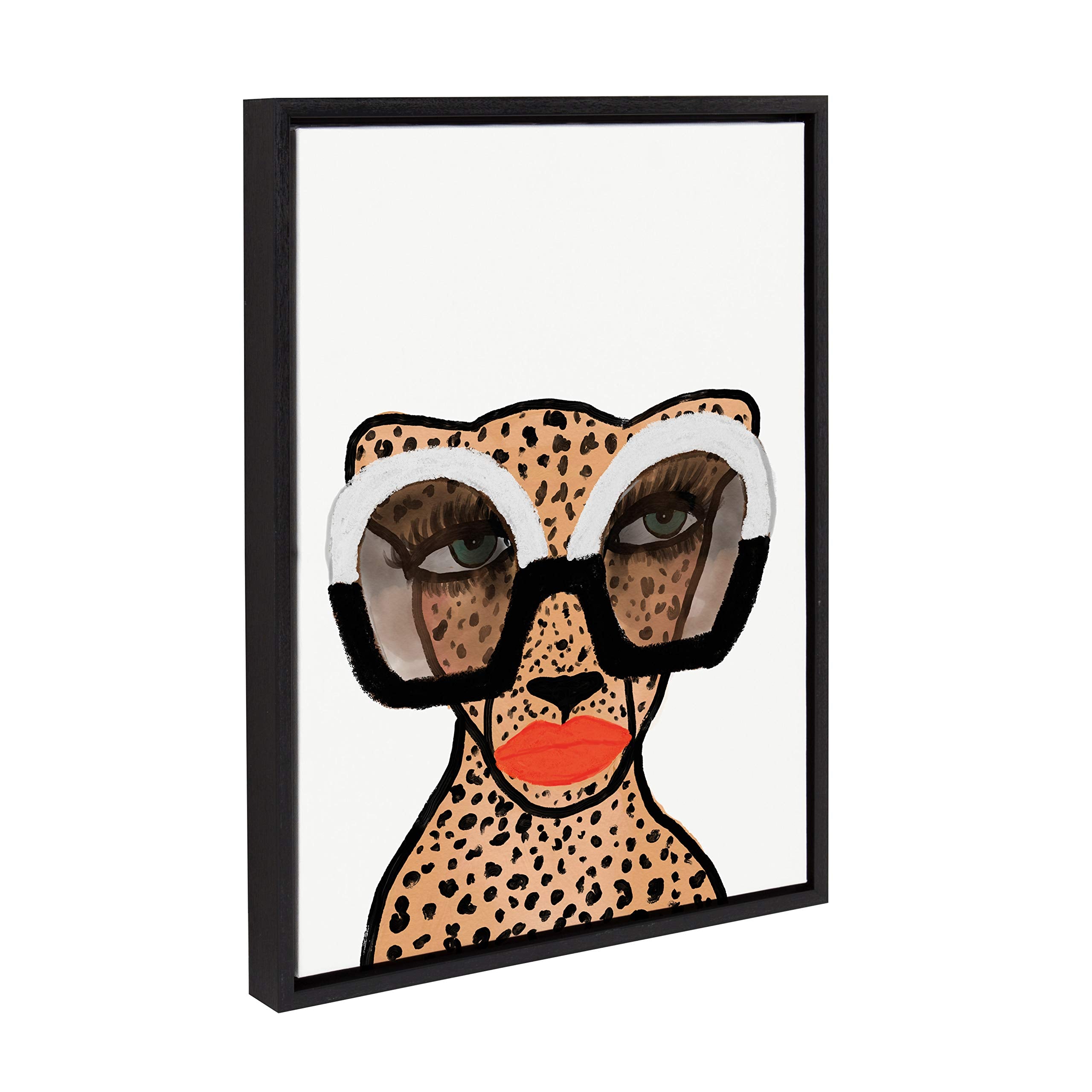 Kate And Laurel Sylvie Cheetah 4 Framed Canvas Wall Art By Kendra Dandy Of Bouffants And Broken Hearts, 18X24 Black, Modern Anim