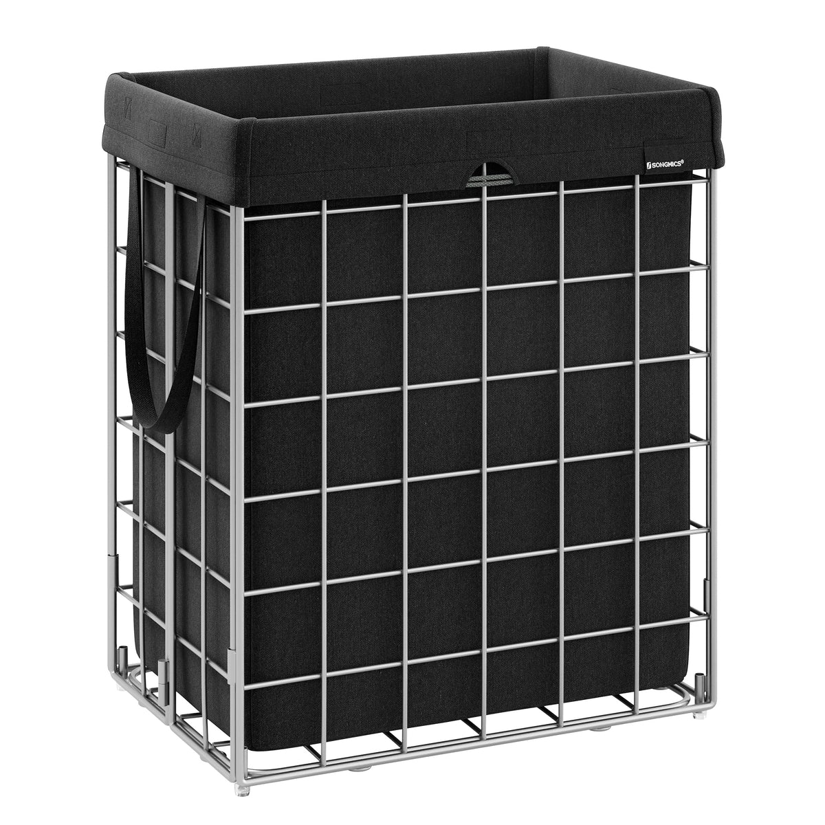 Songmics Laundry Hamper, 23.8 Gal. (90L) Laundry Basket, Collapsible Clothes Hamper, Removable And Washable Liner, Metal Wire Fr