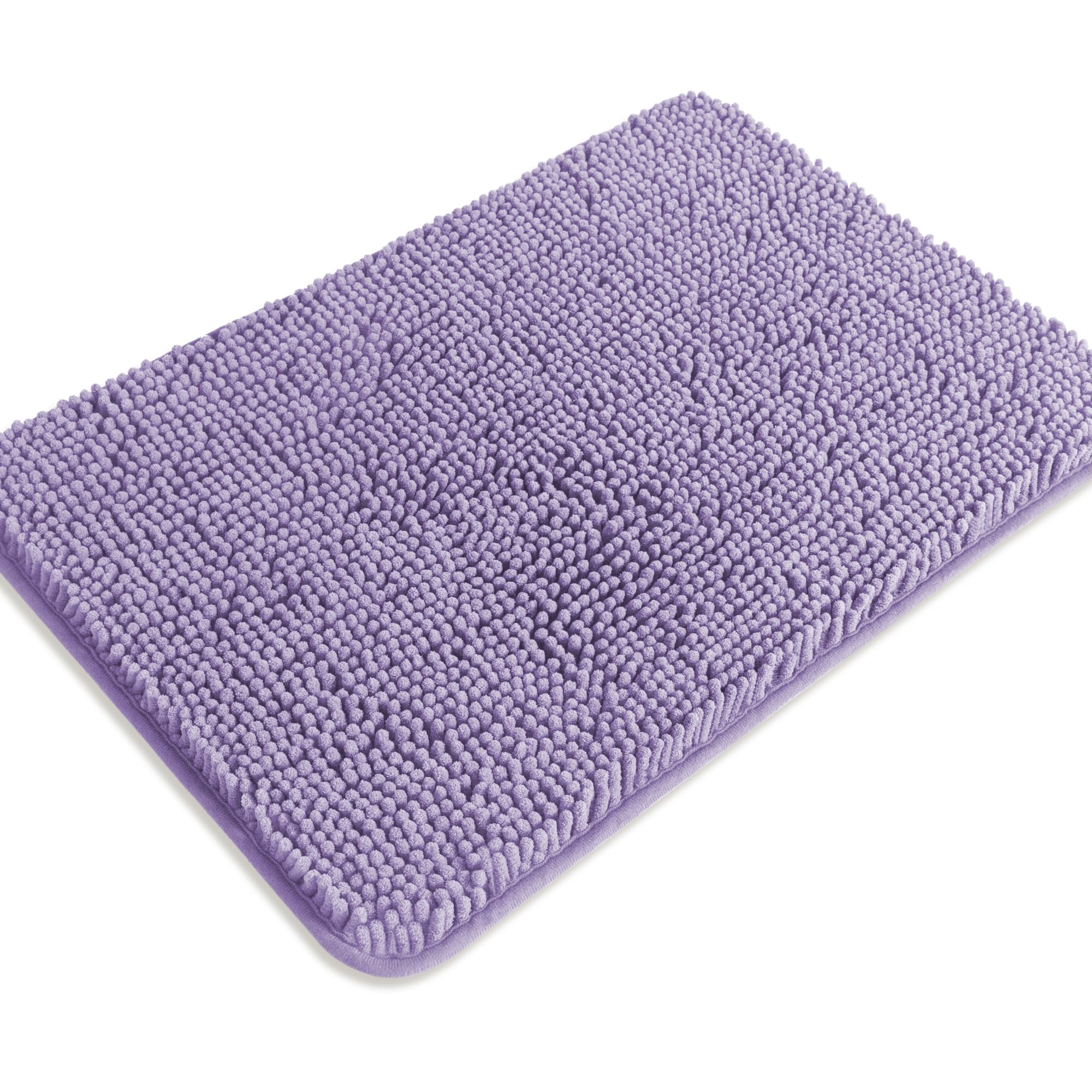 Pureswan Lavender Bathroom Rugs - Absorbent And Washable Bath Mat, Non-Slip, Thick Soft Chenille Bath Rugs For Bathroom Floor, S