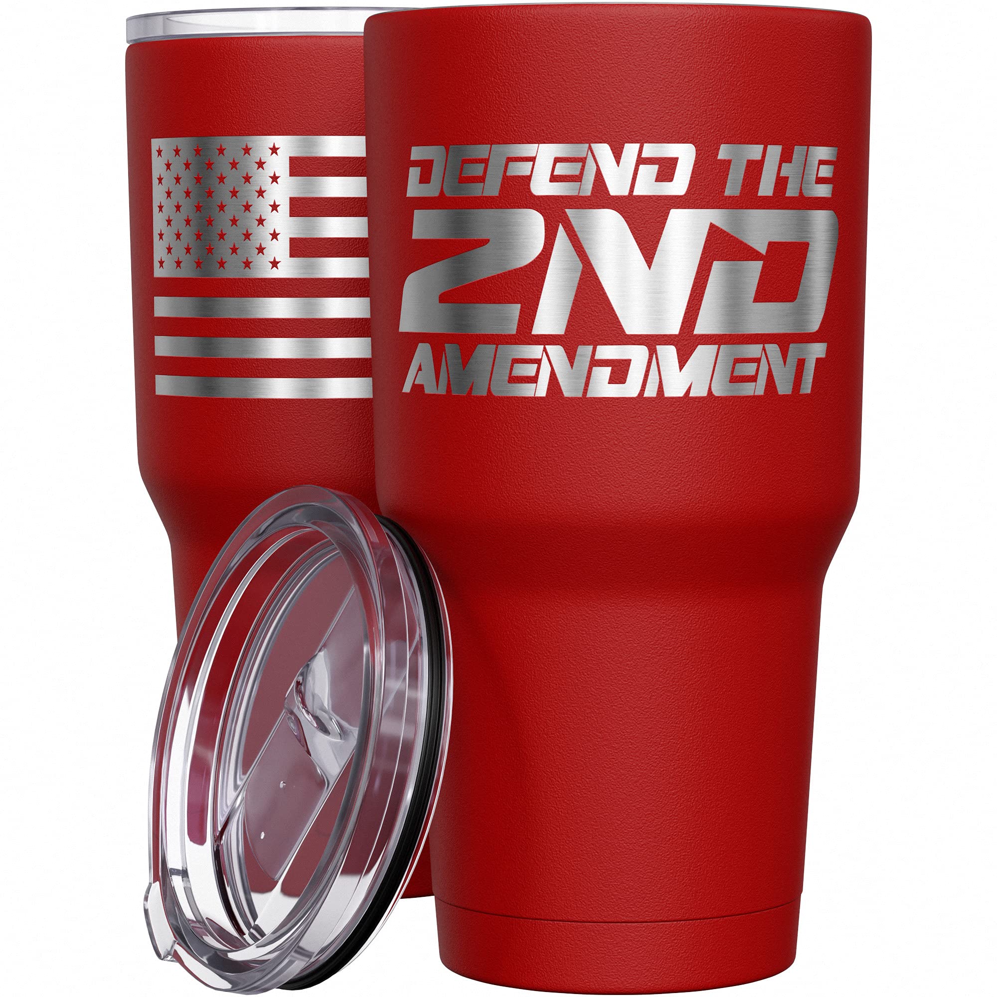 We The People Holsters - Defend The Second Amendment - Coffee Tumbler - American Flag Coffee Travel Mug - Engraved Tumbler - Dou