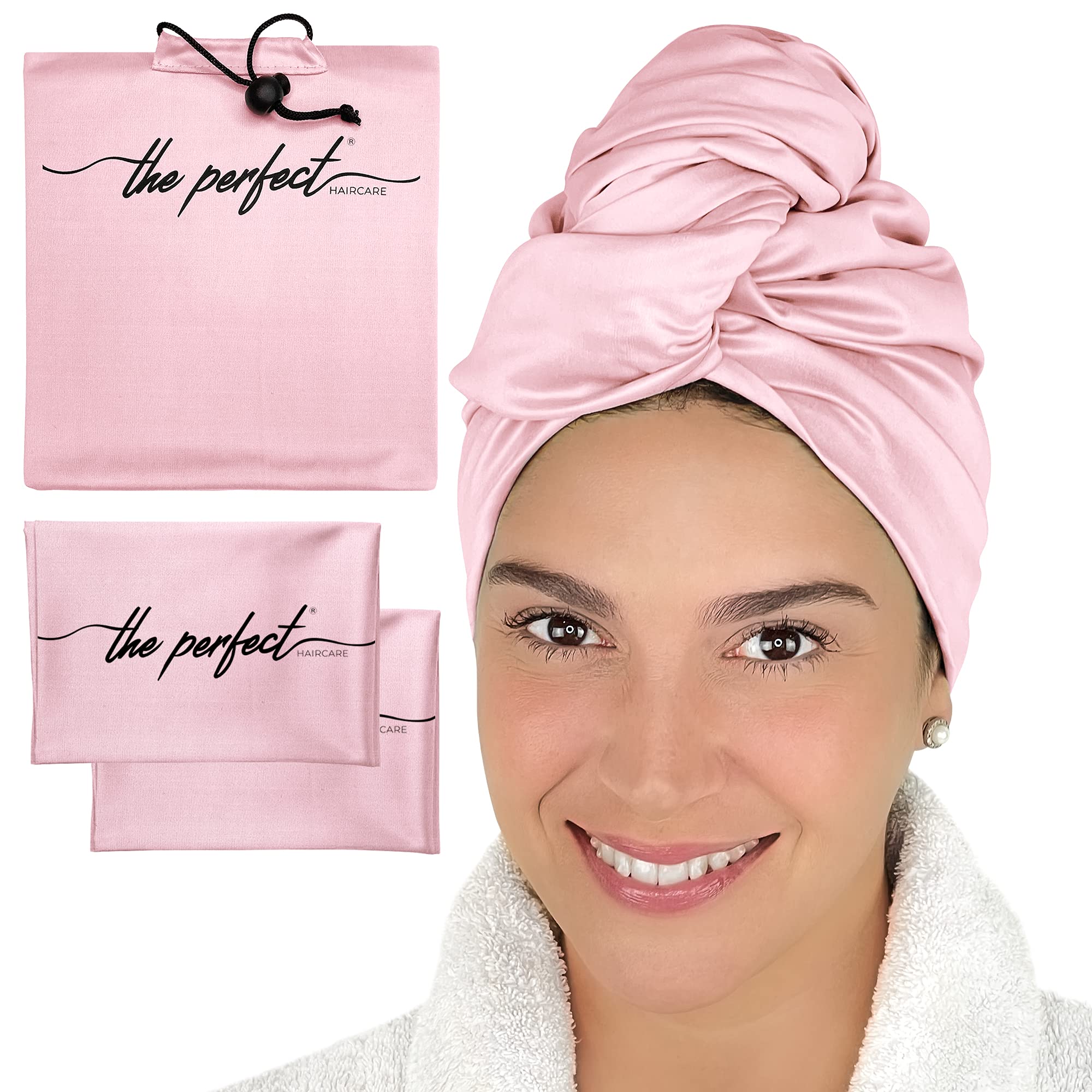 THE PERFECT HAIRCARE Curly Hair Girls Microfiber Plopping Towel Set - Anti-frizz Silky Smooth Hair Drying Wrap for Women - Super