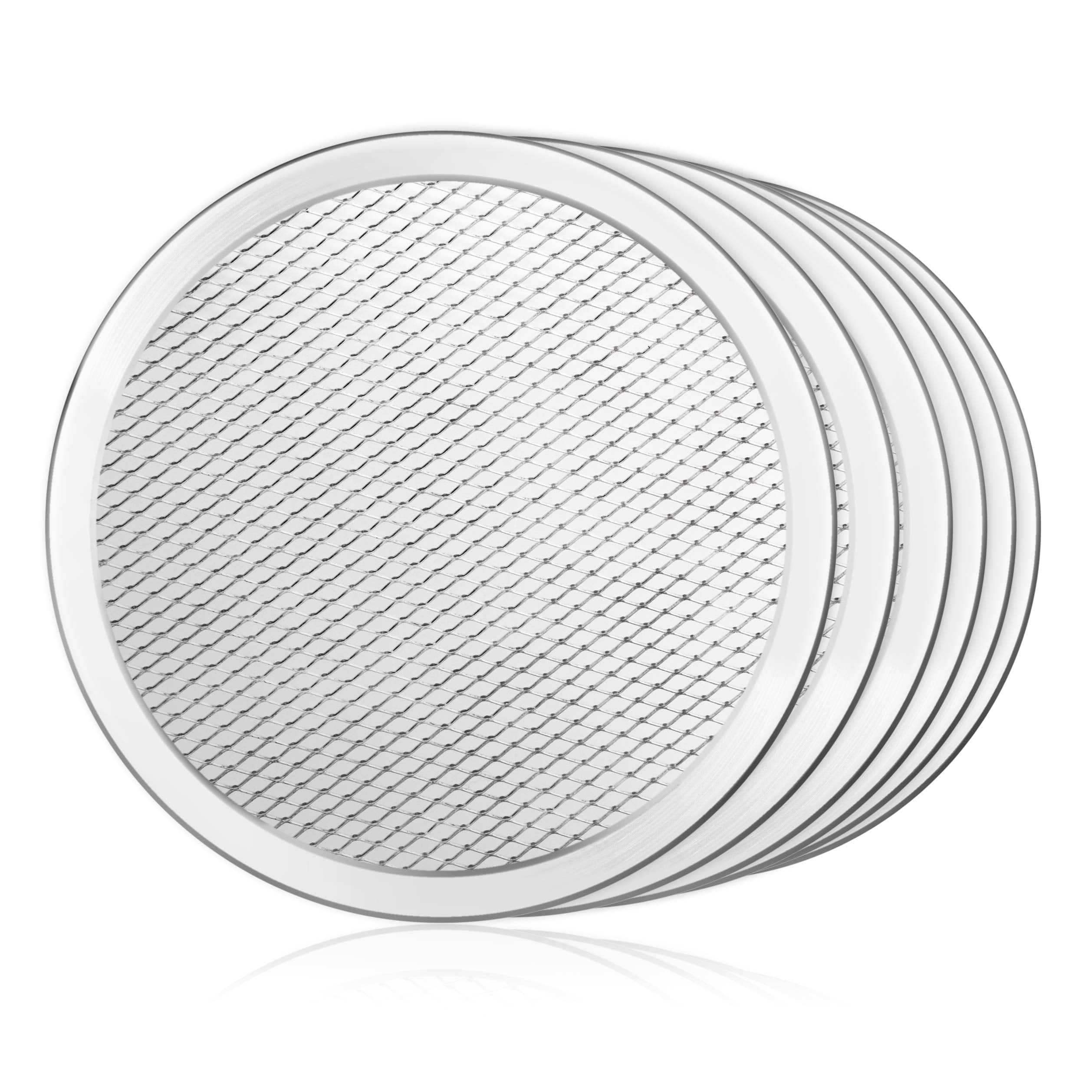 New Star Foodservice Restaurant-Grade Seamless Aluminum Pizza Baking Screen, 8 Inch, Pack of 6