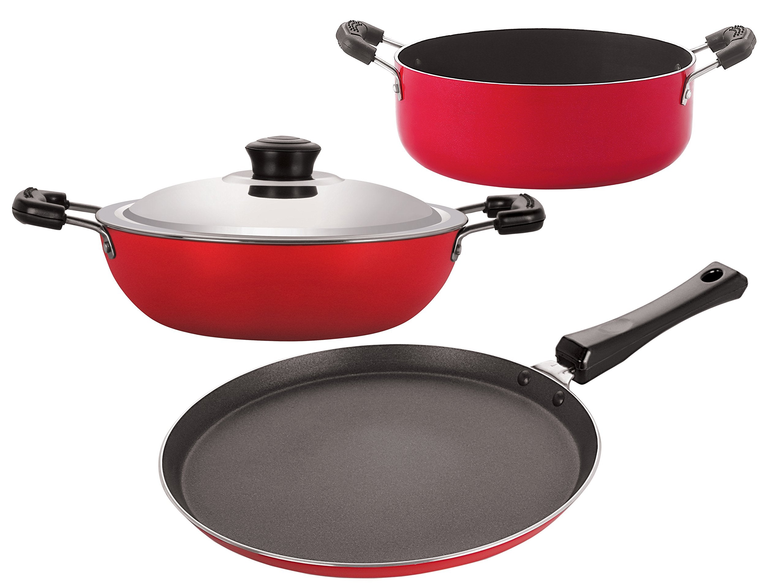 Nirlon NonStick 3 Layer Coated Chemical Free Aluminium Kitchenware Sets With Bakelite Handle