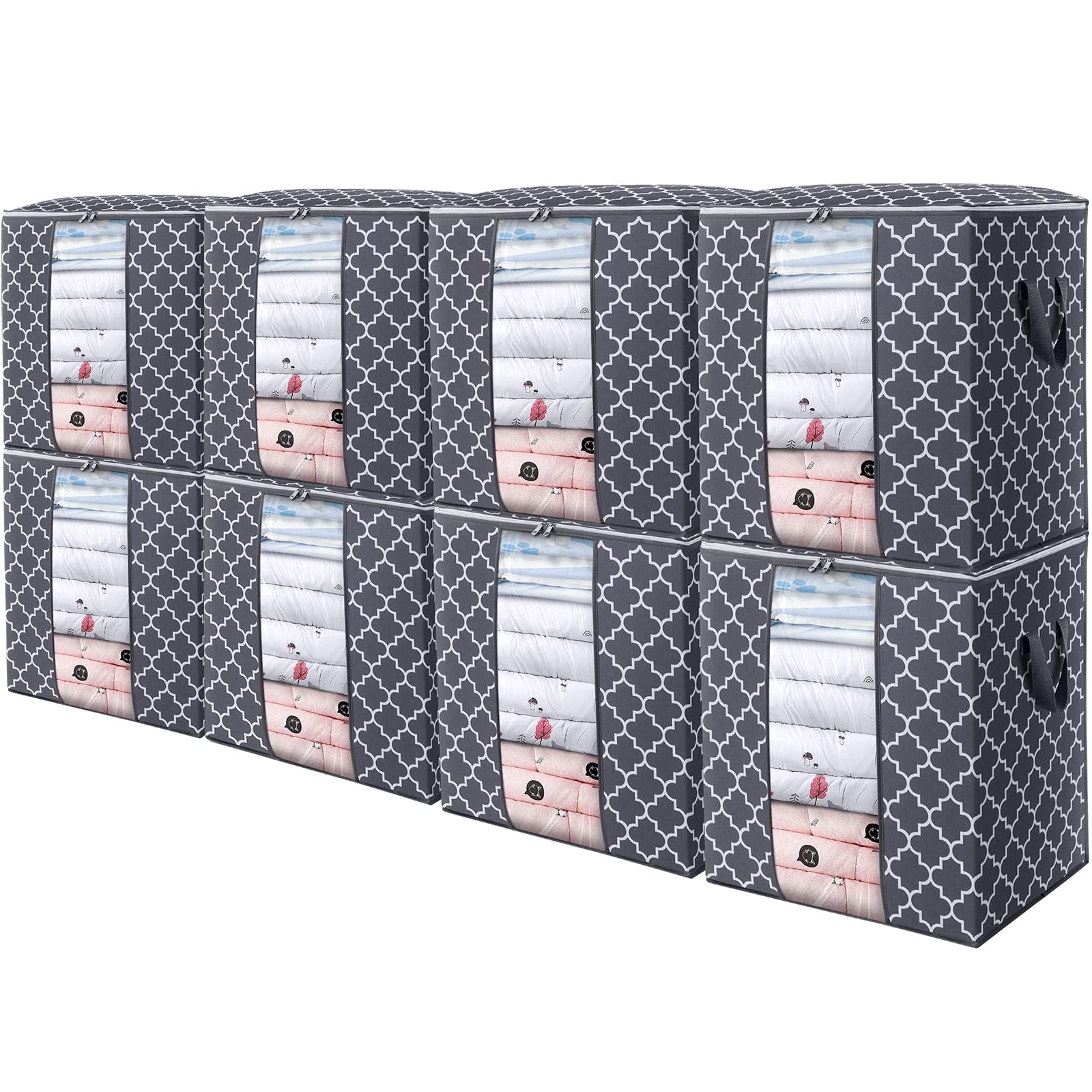 WISELIFE Storage Bags [8 Pack/100L] Large Blanket Clothes Organization and Storage Containers for Comforters,Bedding, Foldable O