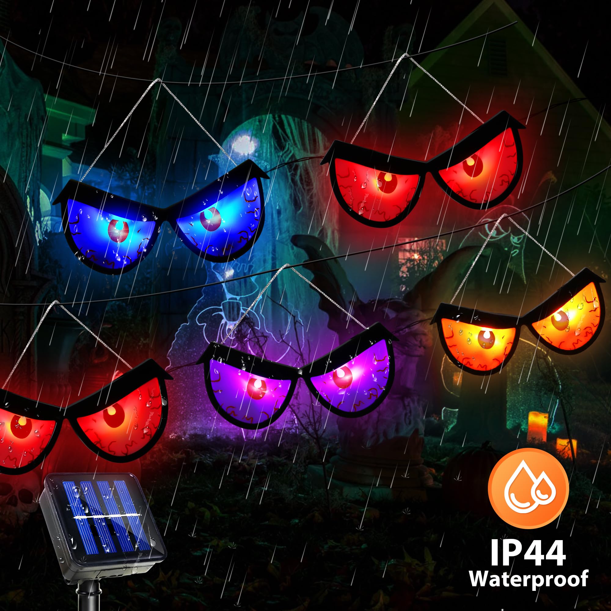 Solar Halloween Spooky Eyes Lights for Bushes, 5 Pairs Flashing Glowing Eyes Halloween Decorations Outdoor, Blinking Eye Lights