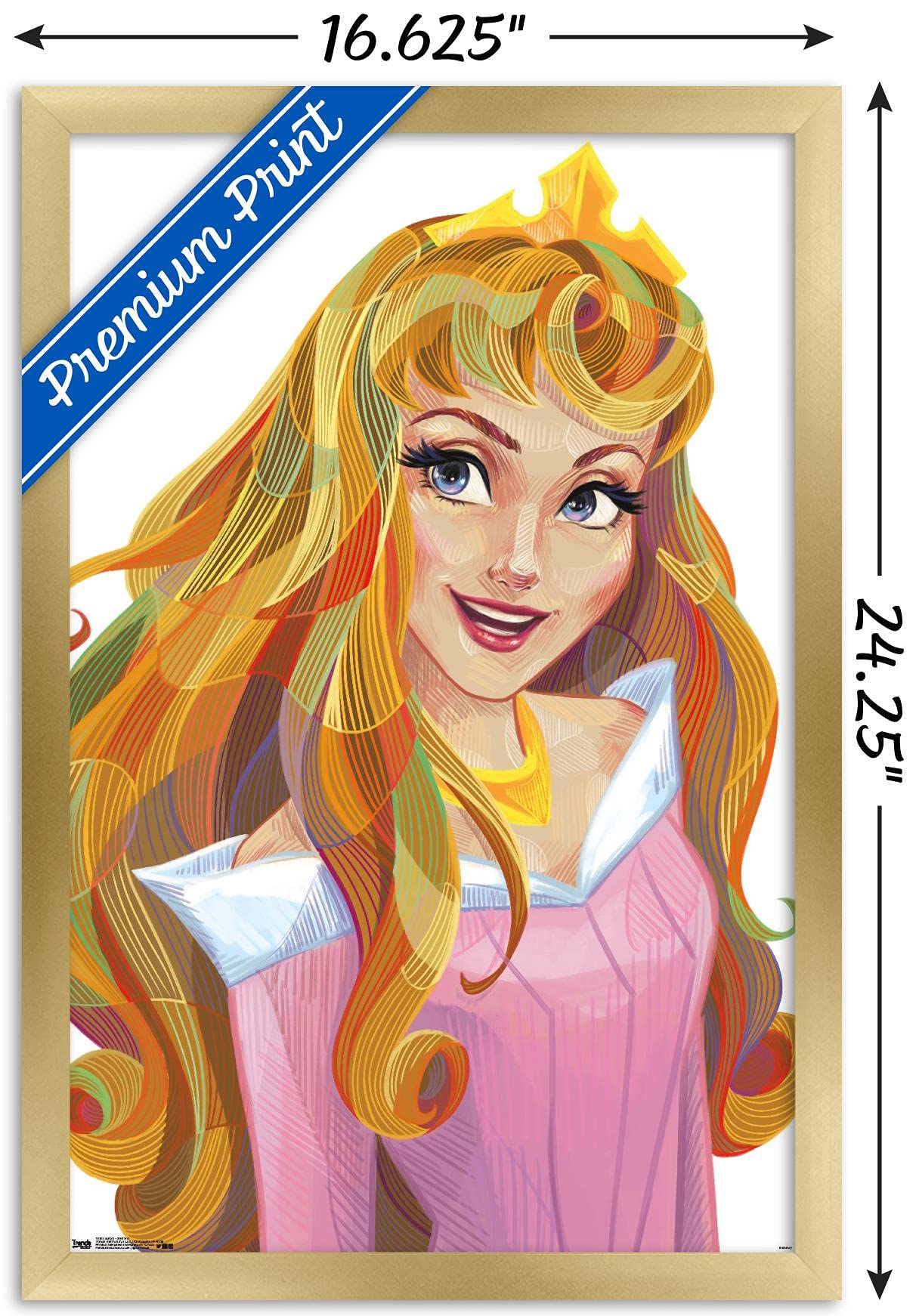 Trends International Disney Sleeping Beauty - Aurora - Stylized Wall Poster, 14.725'' X 22.375'', Gold Framed Version