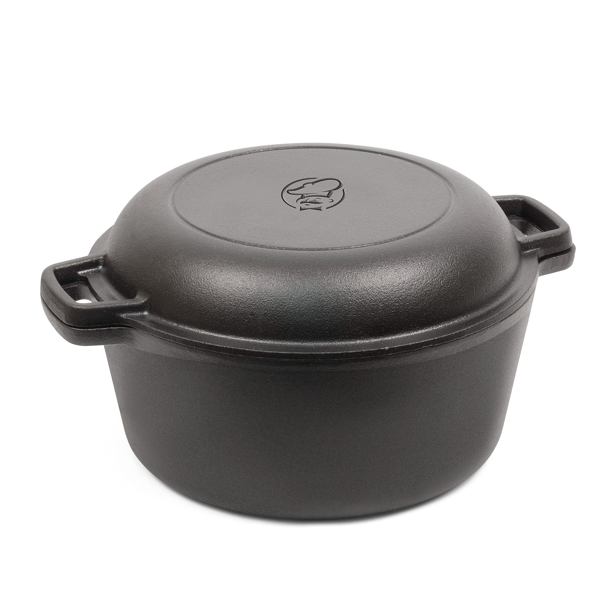 Commercial Chef 5-Quart Cast Iron Dutch Oven With Skillet Lid