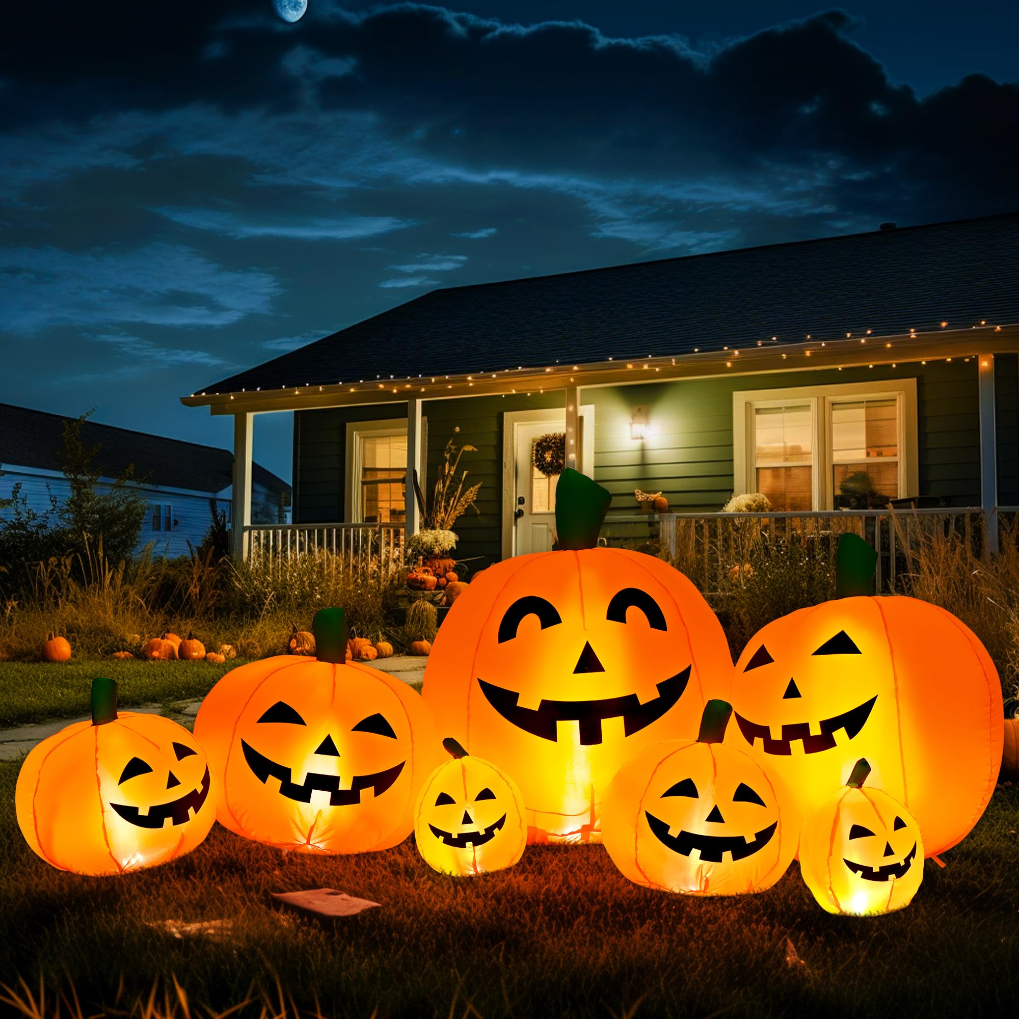 GIGALUMI 7.5FT Halloween Inflatable Outdoor Decoration Pumpkin, Halloween Inflatables Pumpkin Decor, Halloween Blow Ups Pumpkin 