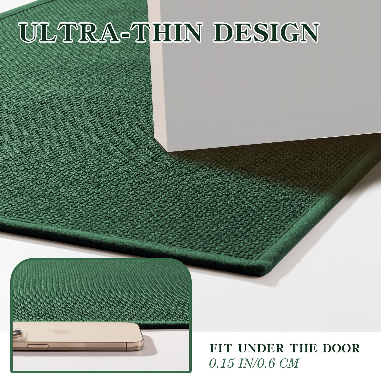 Chakme Bathroom Rugs Mat 47X25, Ultra Thin Non Slip Bath Mat Large Quick Dry Absorbent Bath Mat For Bathroom Floor, (Green, 47''