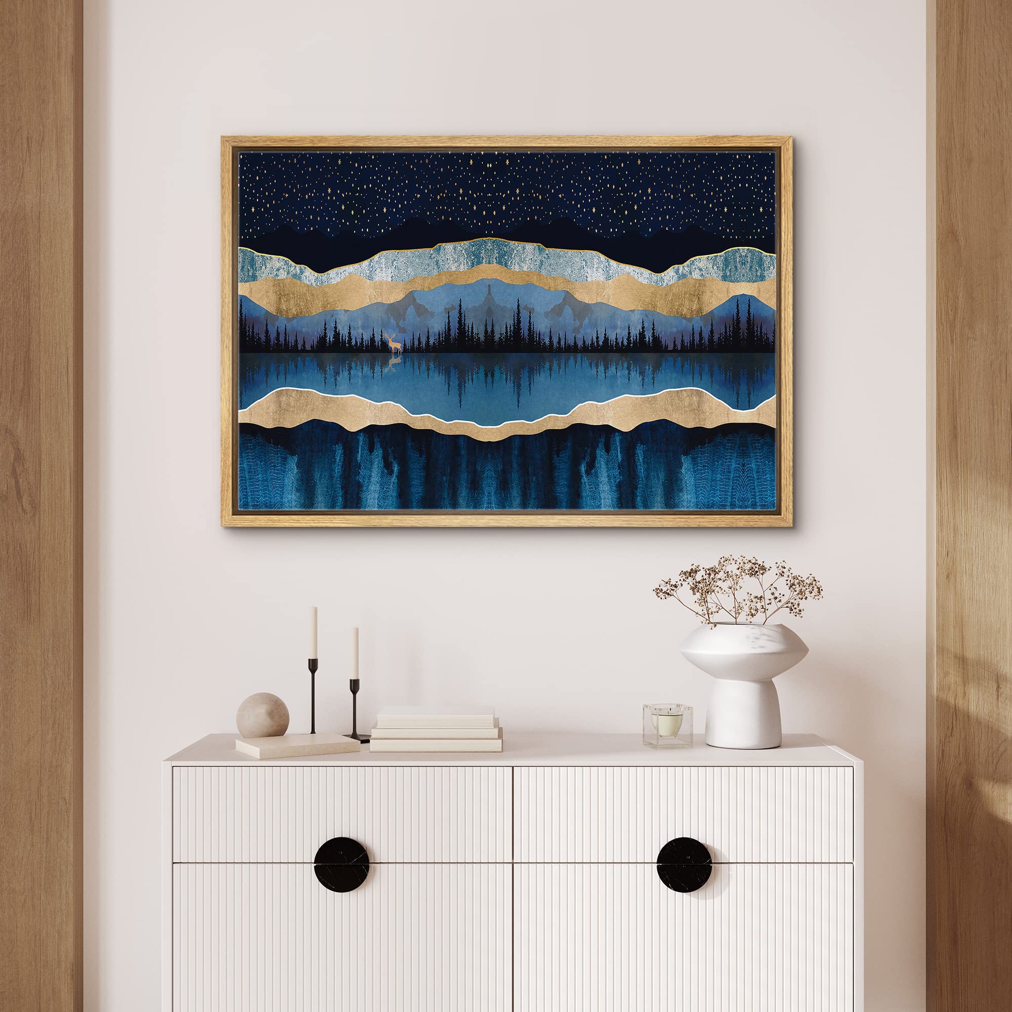 Signford Framed Canvas Home Artwork Decoration Abstract Mountain Nature Scenery Canvas Wall Art Woodland Nursery Decor For Livin