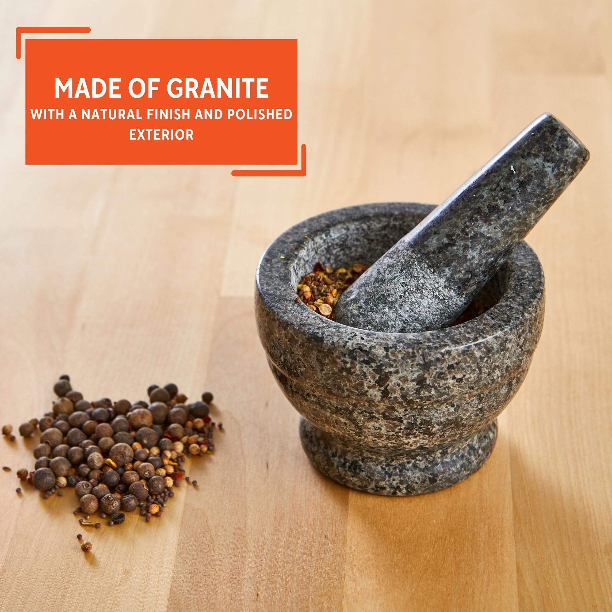 Imusa Usa Small Polished Mortar And Pestle, 3.75   , Granite